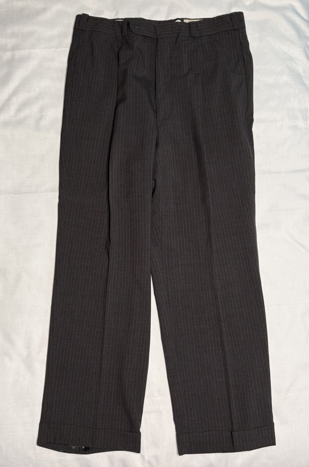 Men 42 XL Executive Collection 3 PIECE SUIT Charcoal Red PINSTRIPE 34/30 Pleated