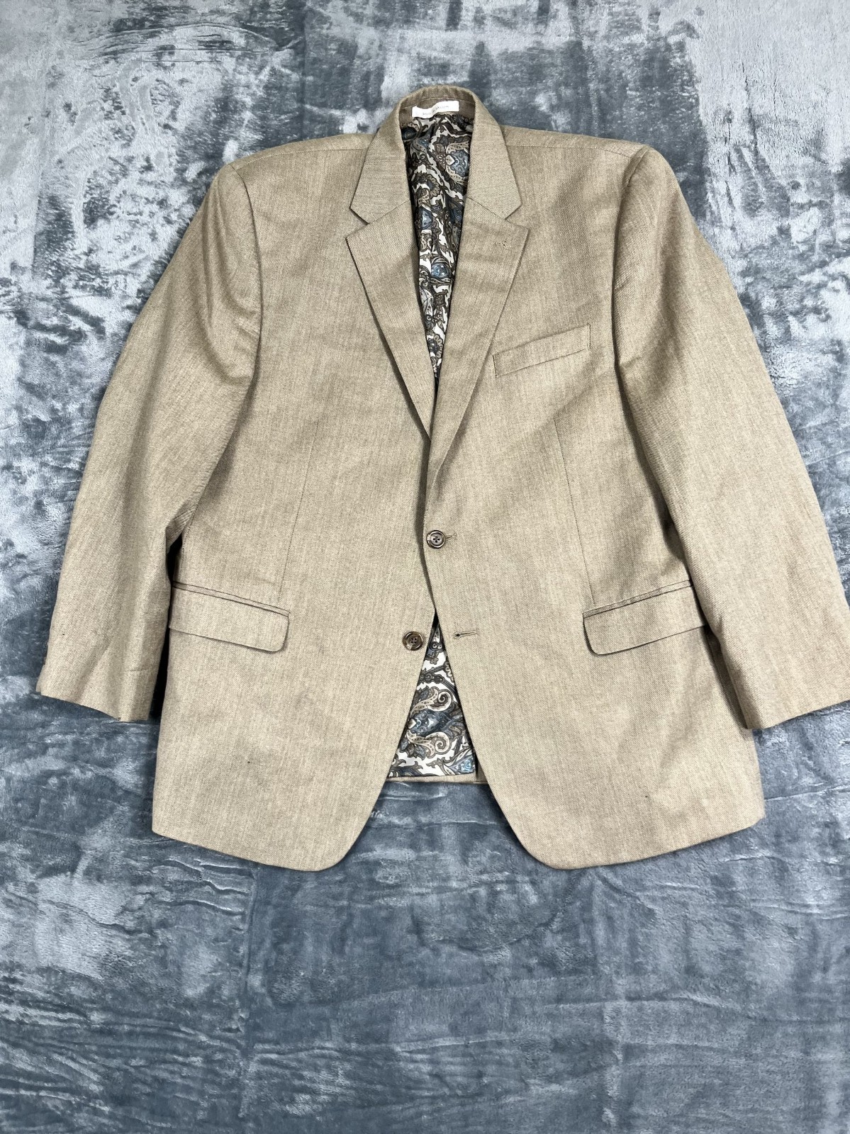 Chaps Mens Tan Blazer Size 46 Regular Fit With Paisley Lining