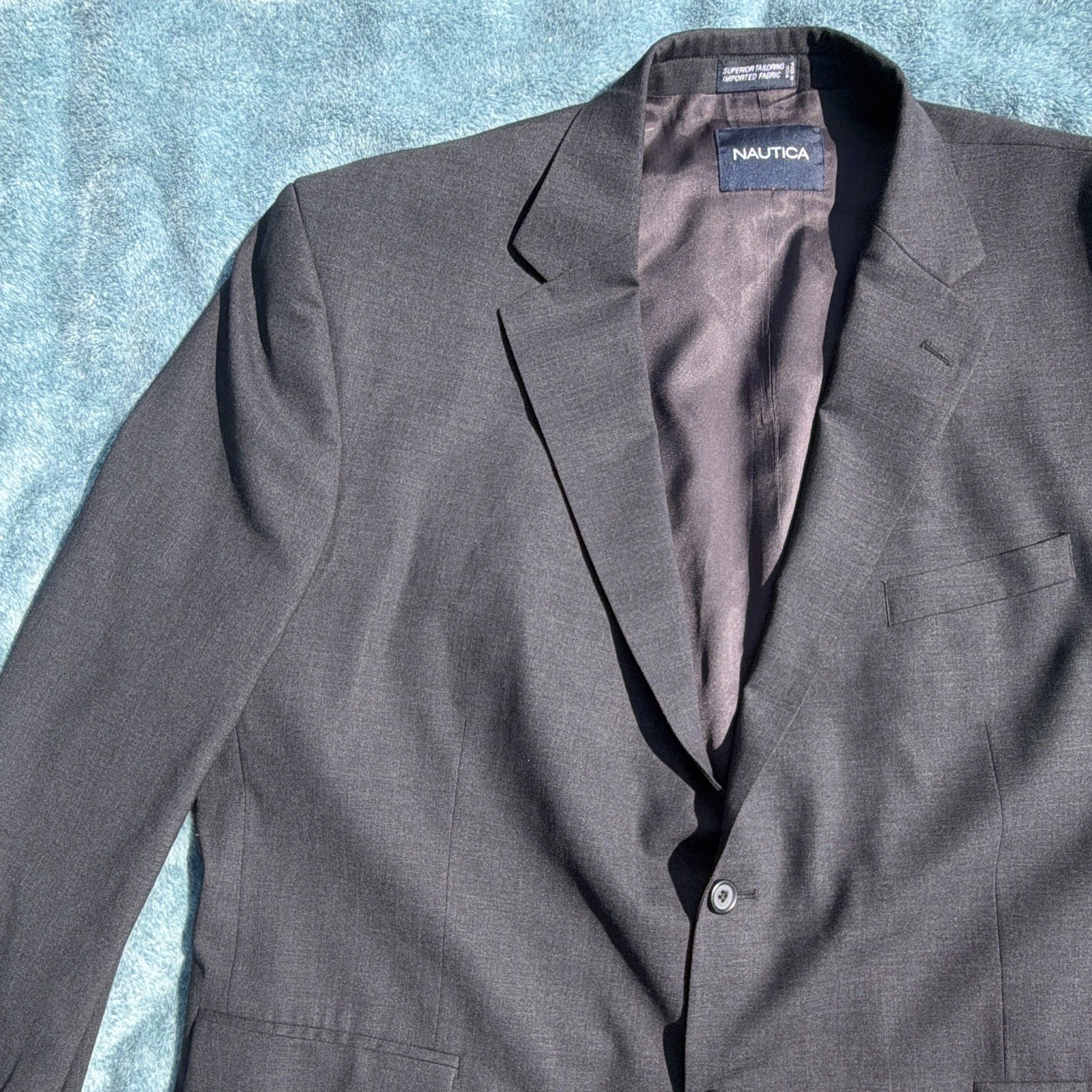 Nautica Men’s Charcoal Blazer 50 Reg 2-Button Notch