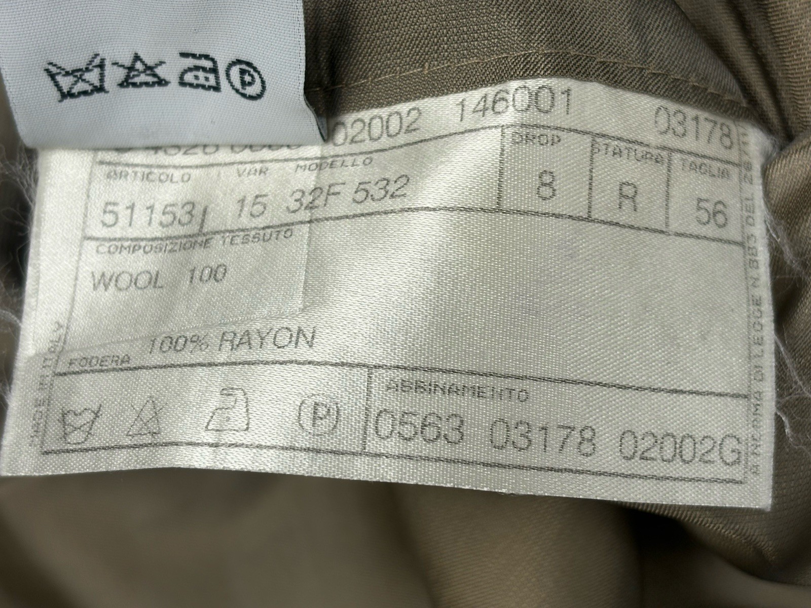 *PAL ZILERI x Loro Piana “Twister” Crepe Wool Sport Coat 46R Beige US/56R IT