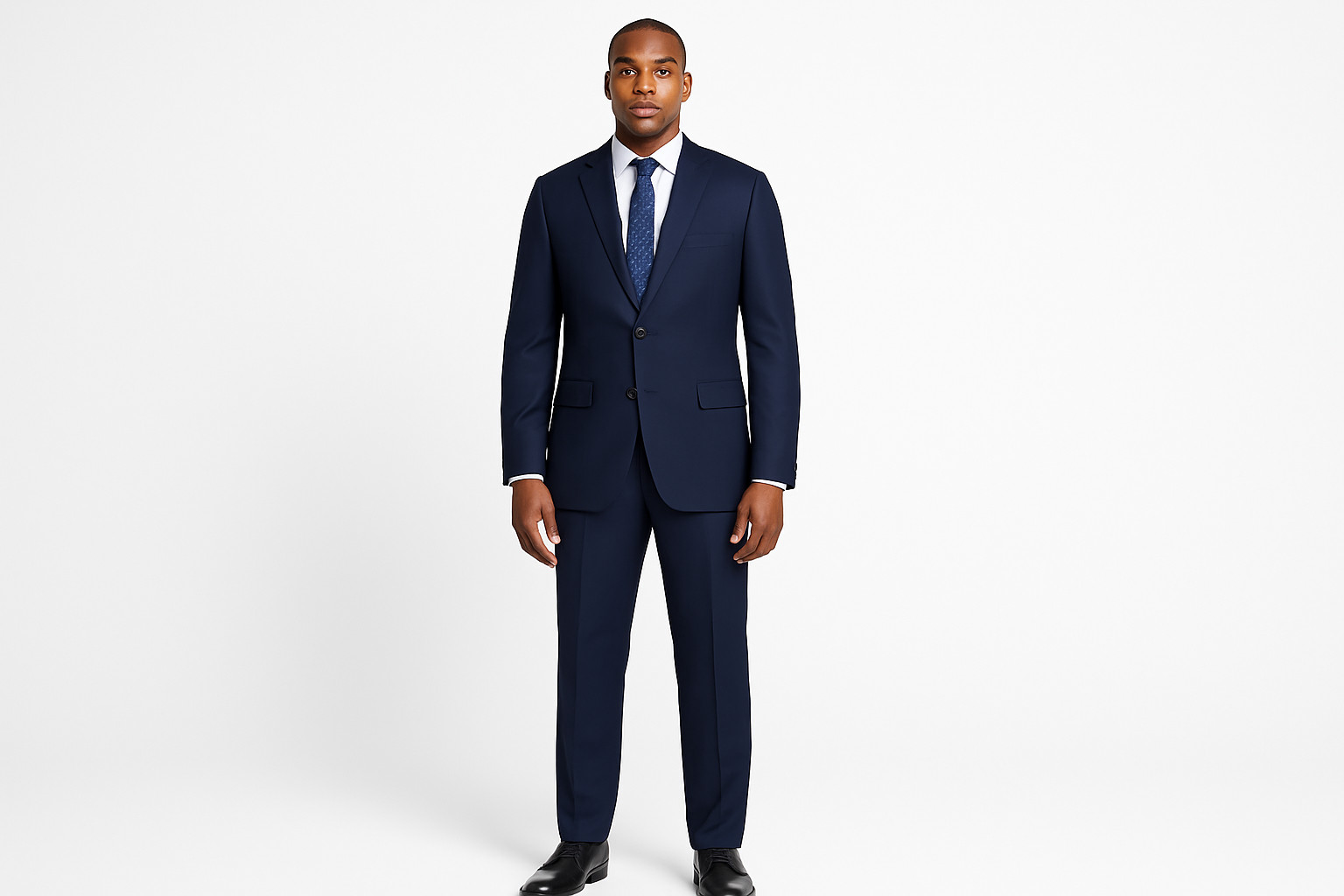 RENOIR Navy Wool Suit Men New 38R~54L Classic Regular Fit Business Church Formal