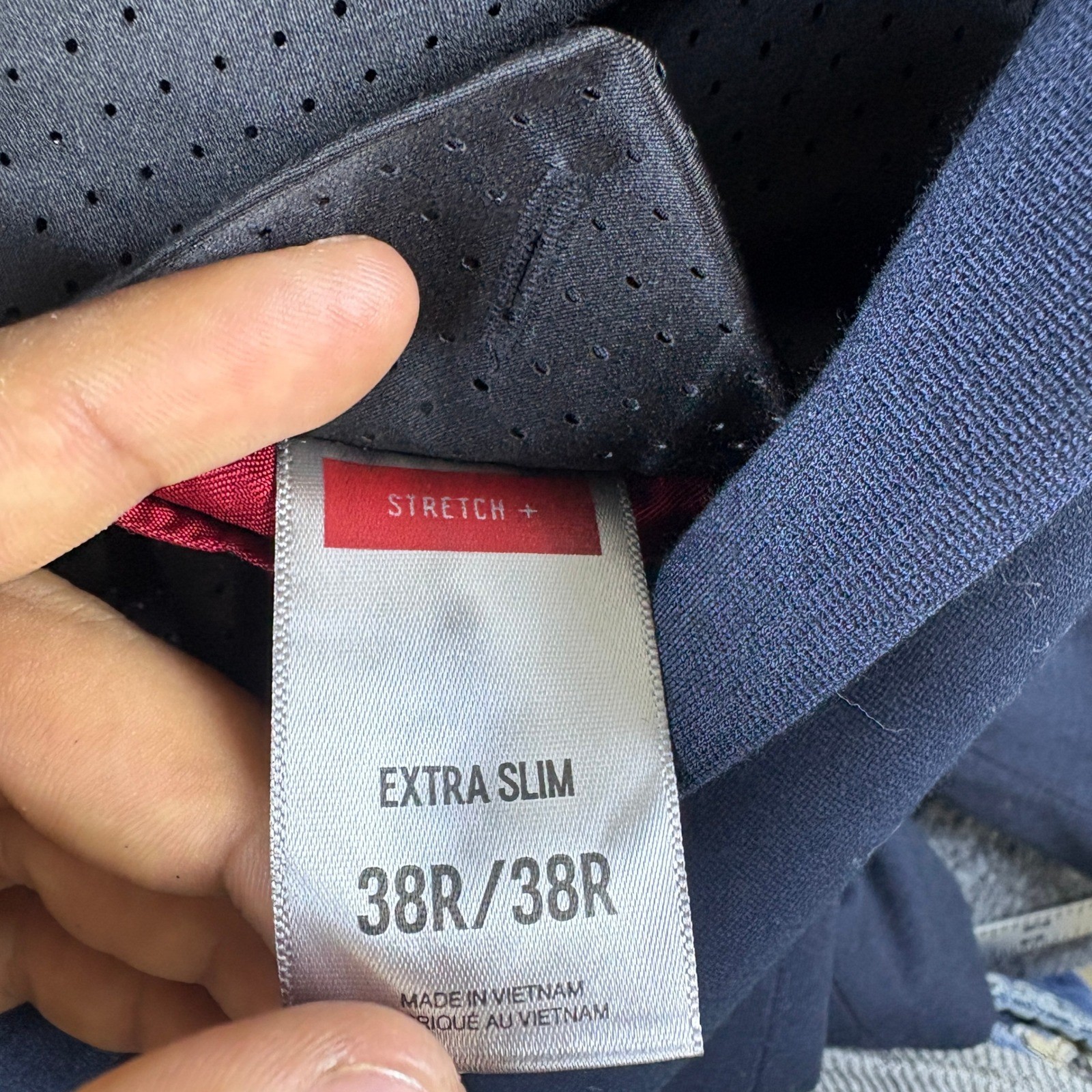 Express Performance Extra Slim Navy Blue Suit Set 38R/32×32 Two Button Stretch