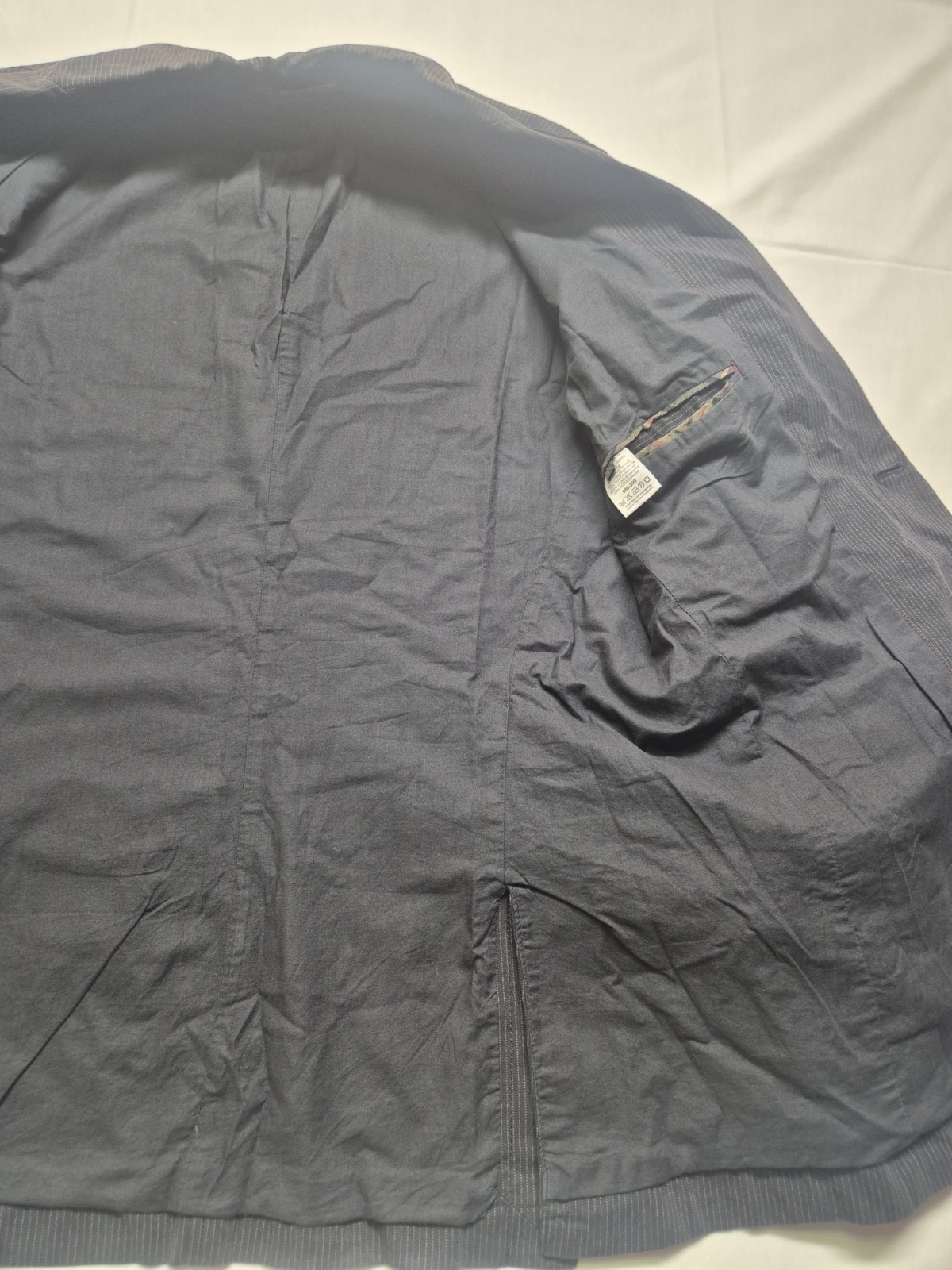 Next Suit Blazer Mens Grey Striped Collared Long Sleeved Cotton/Acetate Size 42