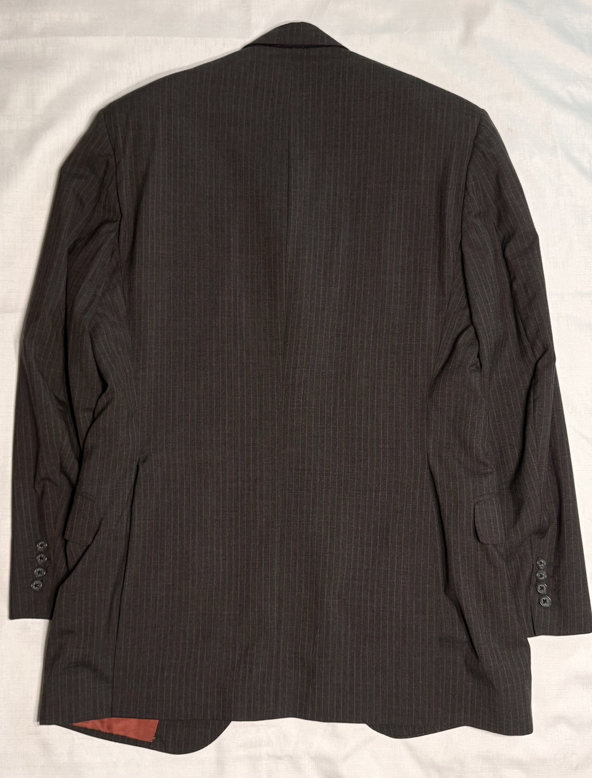 Men 42 XL Executive Collection 3 PIECE SUIT Charcoal Red PINSTRIPE 34/30 Pleated