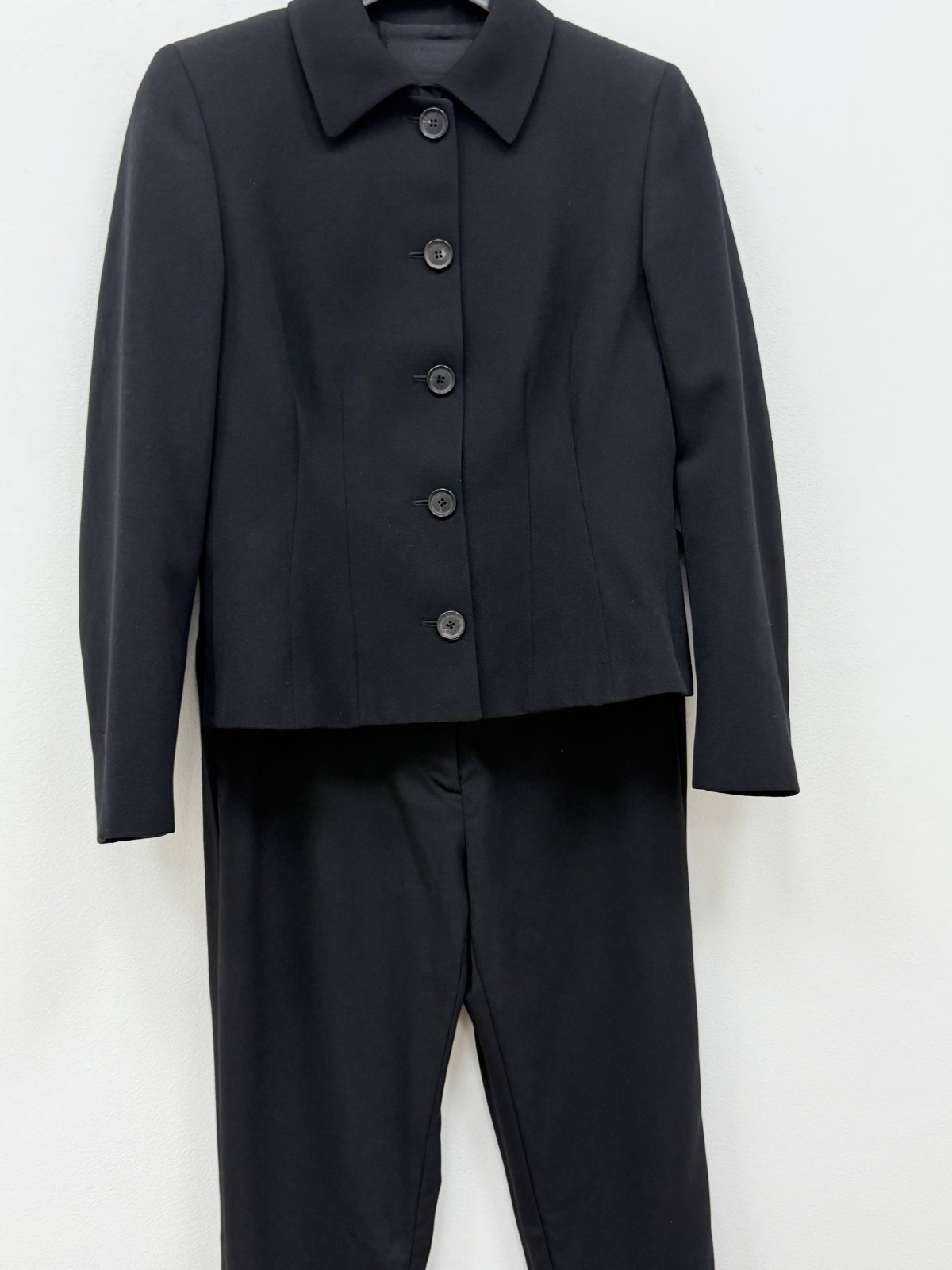 Vintage Prada Milano Black Virgin Wool Tailored Suit Made in Italy IT42