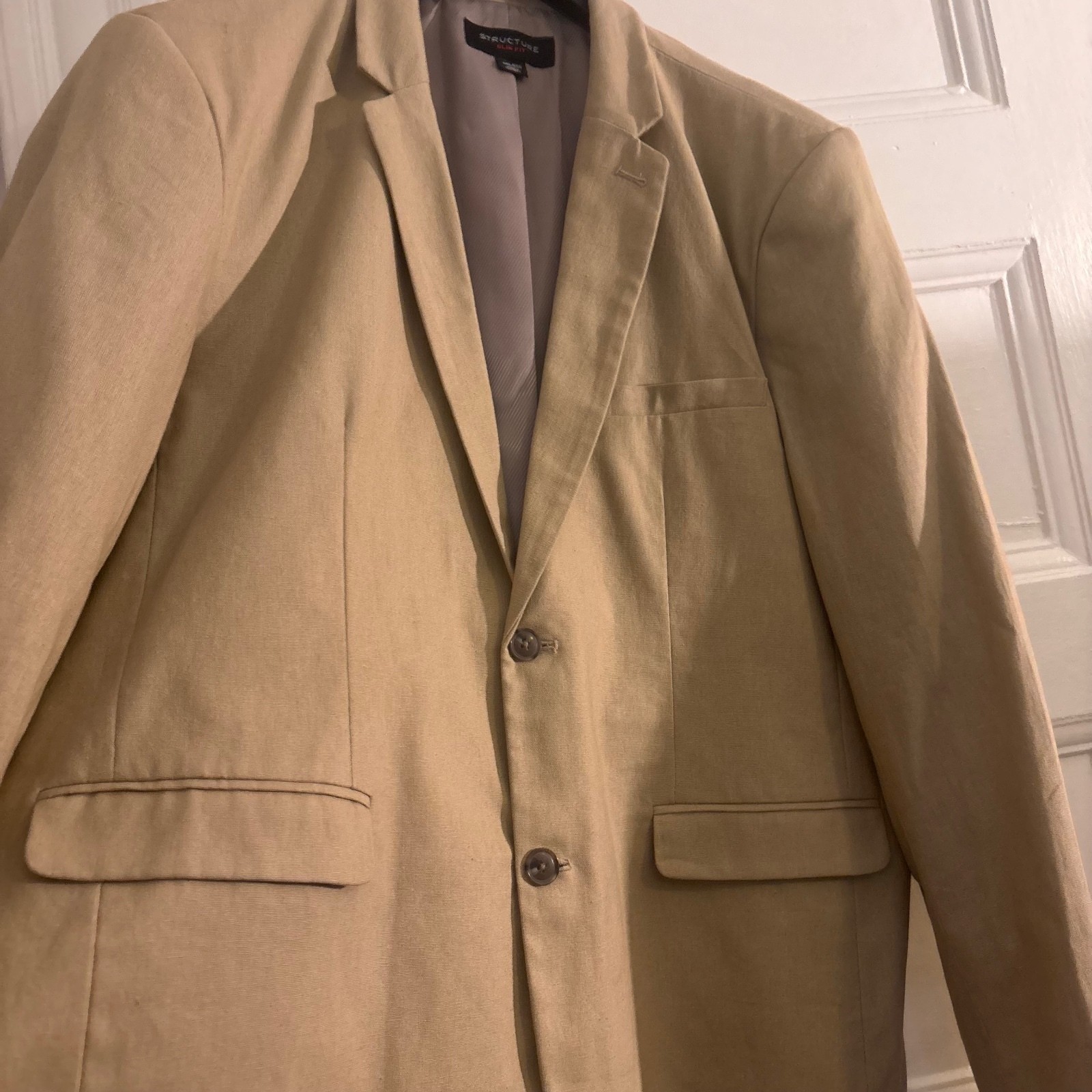 Structure Slim Fit Tan Linen Business Casual Blend Blazer Sport Coat Men’s XXL