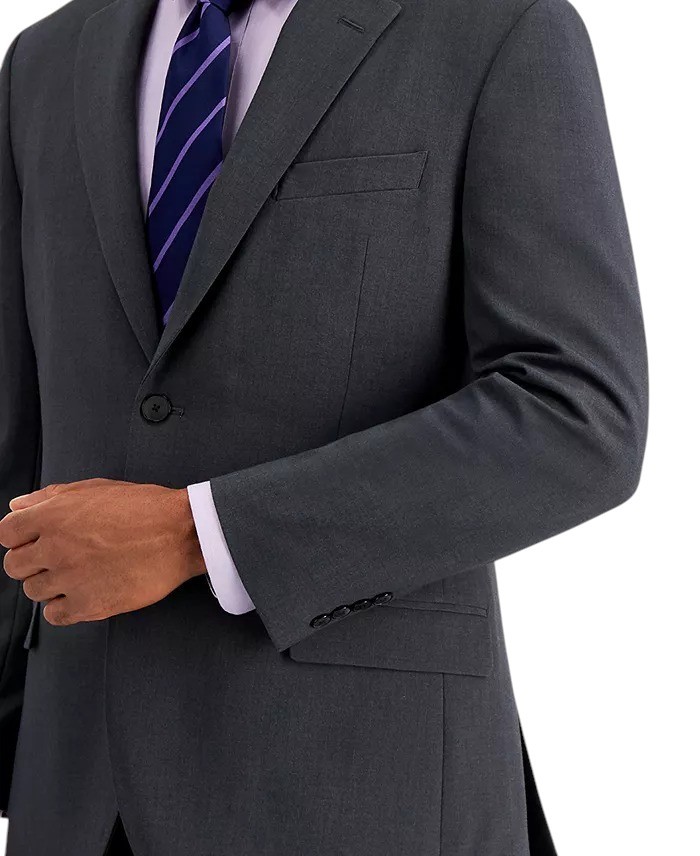 Nautica Mens Modern fit 2 Piece Suit 40 R Pants 34 / 32 Charcoal Gray Solid