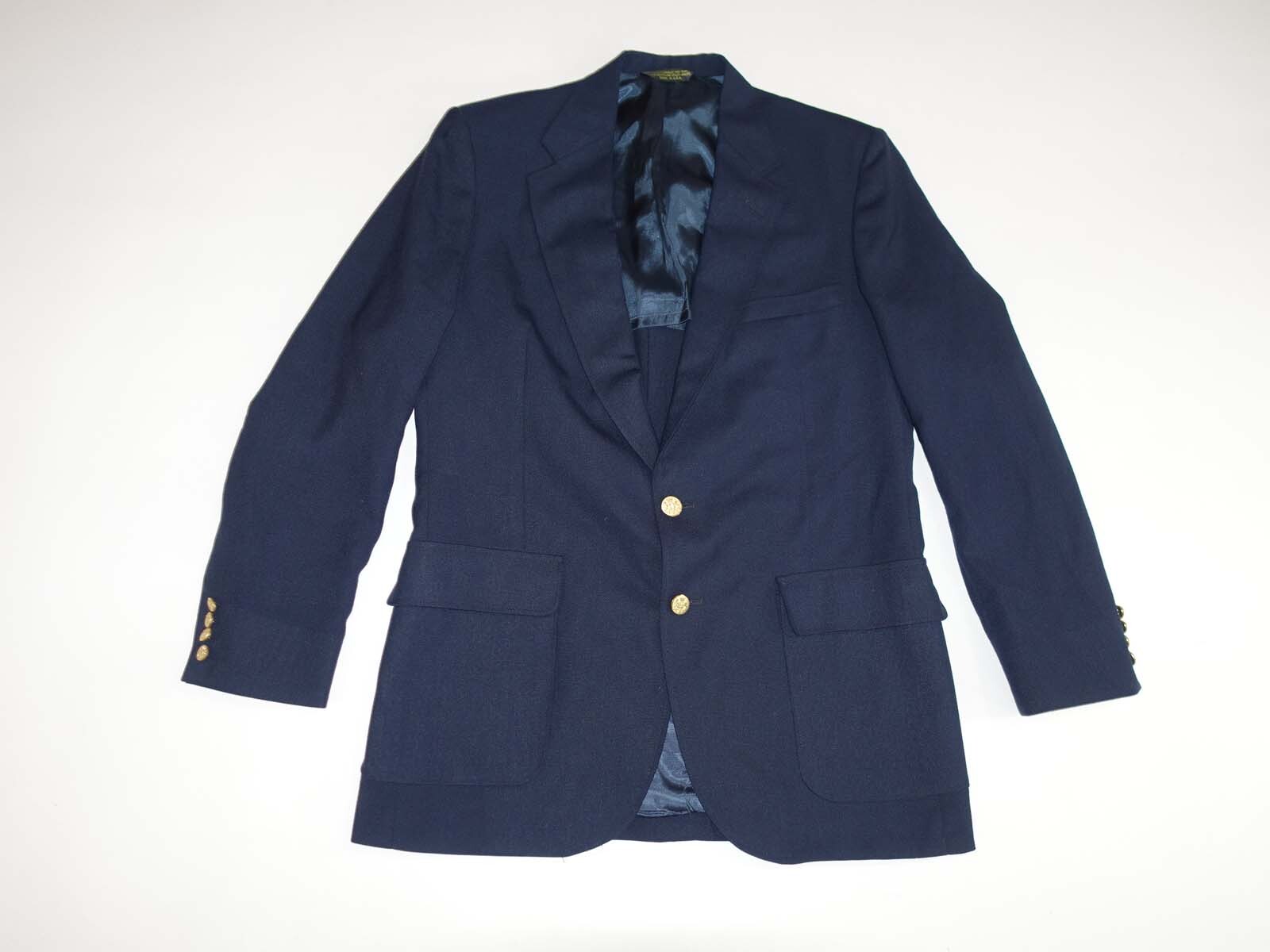 Eagle Clothes Men’s Blazer Size 42 Long Navy Blue Wool Blend Gold Buttons 42L