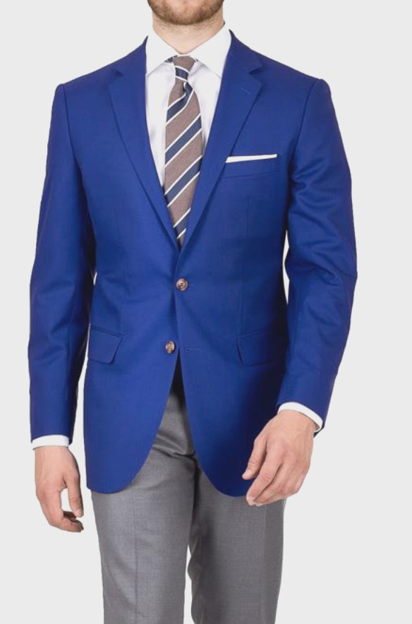 iNDOCHINO Bespoke Royal Blue Sport Coat Suit Blazer 44L Wool
