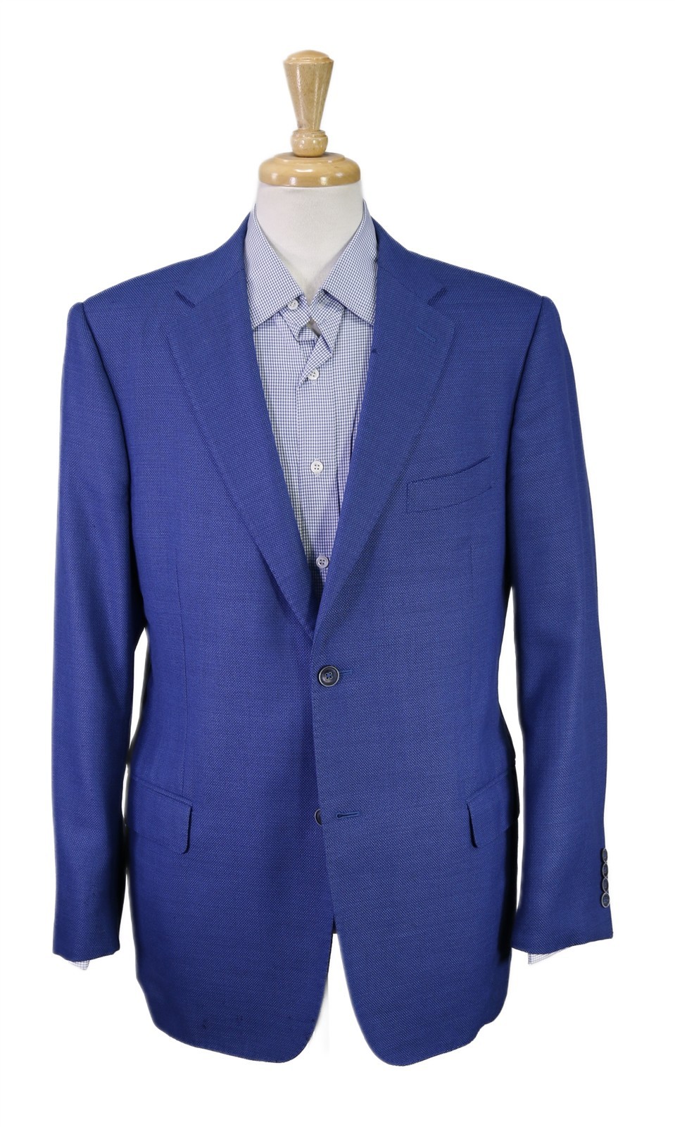 J. Hilburn Royal Blue Knit Woven Vitale Barberis Wool 2-Btn Blazer Jacket 44R