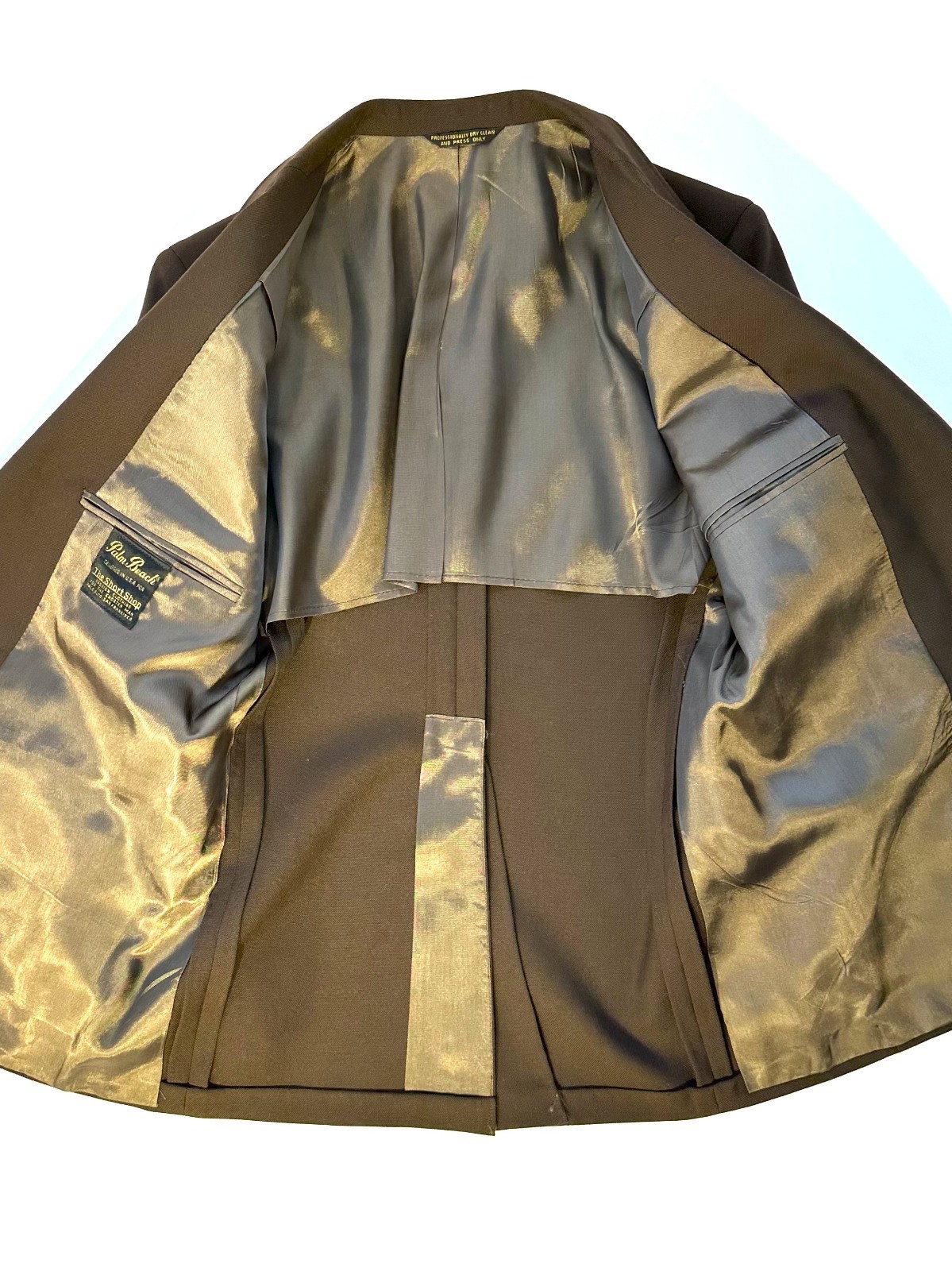 VINTAGE Palm Beach Sport Coat Blazer Jacket Hopsack Brown SM Boys Retro Preppy