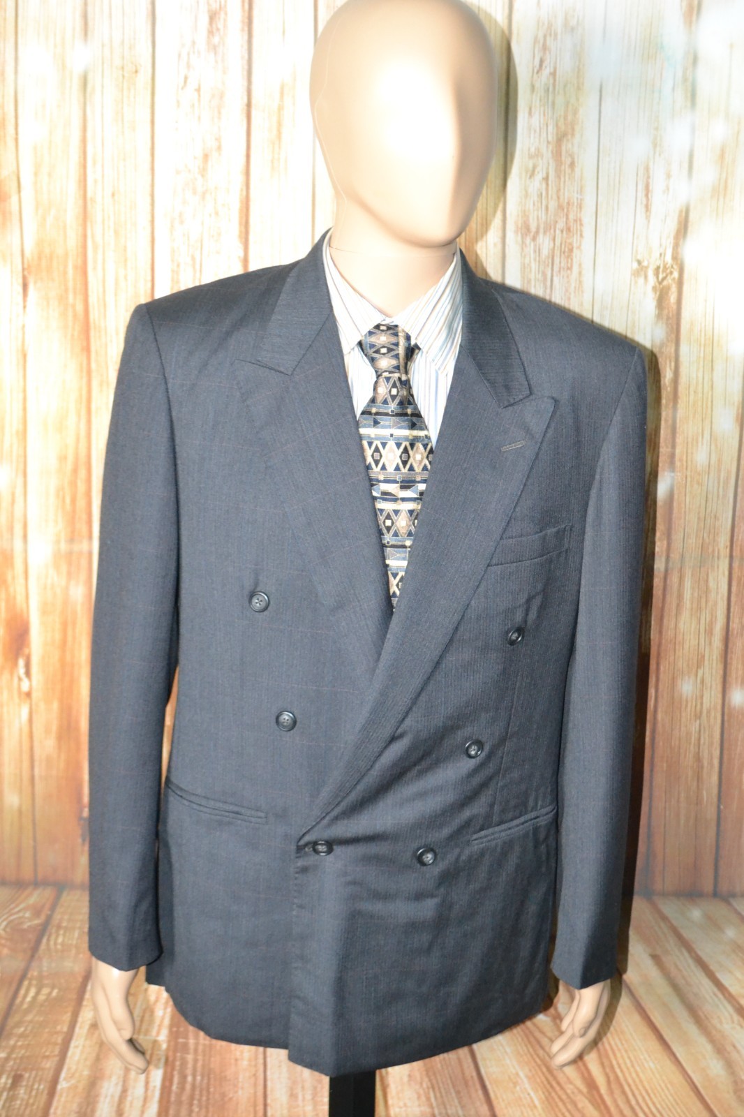 Ermenegildo Zegna Men’s Super 100s Charcoal Double Breasted Blazer Sz 40R