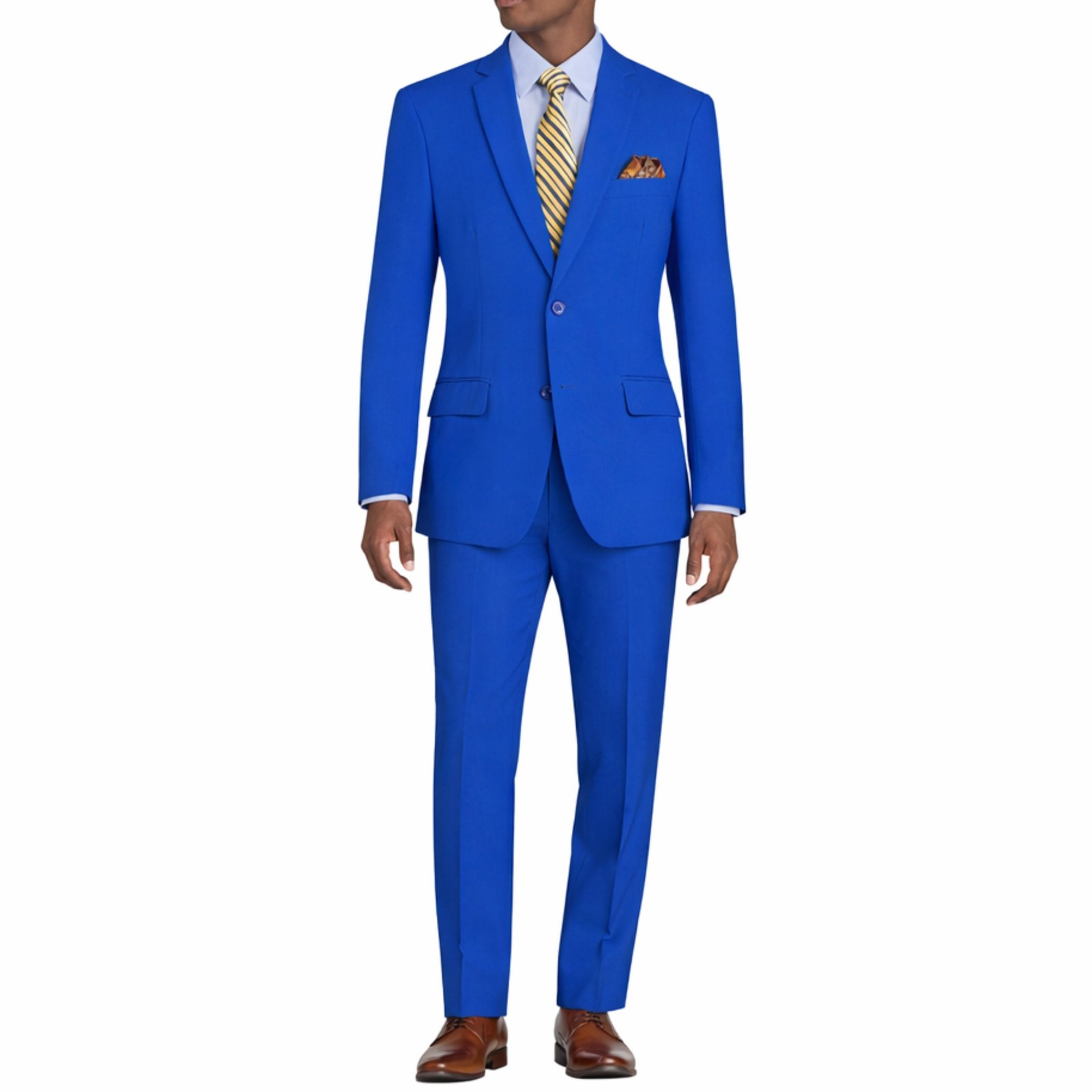 LUCCI Men’s Royal Blue 2-Button Slim-Fit Poplin Polyester Suit NEW