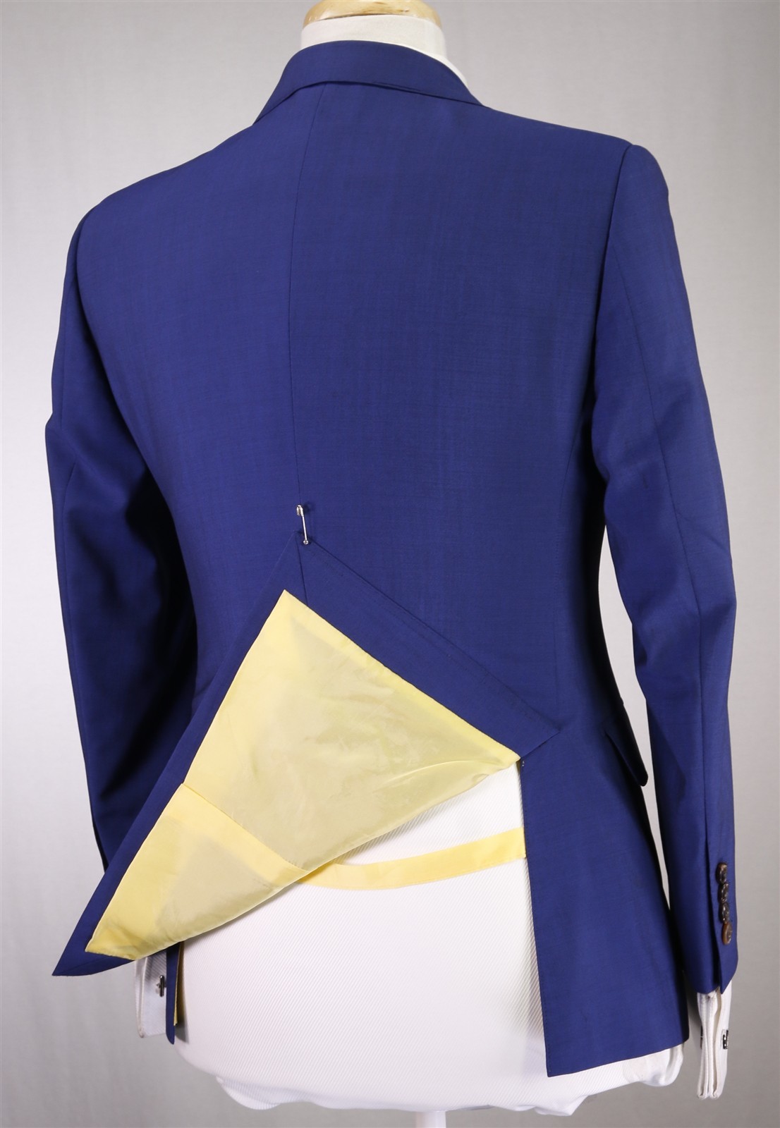 Custom Tailored Bespoke Current Royal Blue 2-Btn Peak Lapel Slim Wool Suit 36S