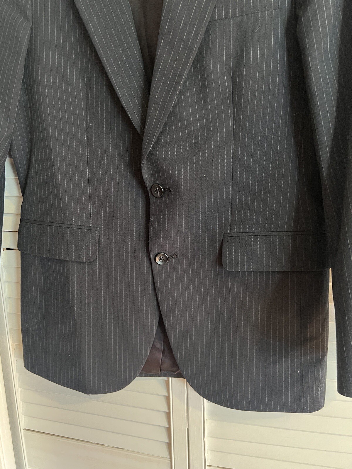 HALSTON Men’s Size 39 Blazer Sport Coat Suit Jacket Blue Striped Made In USA