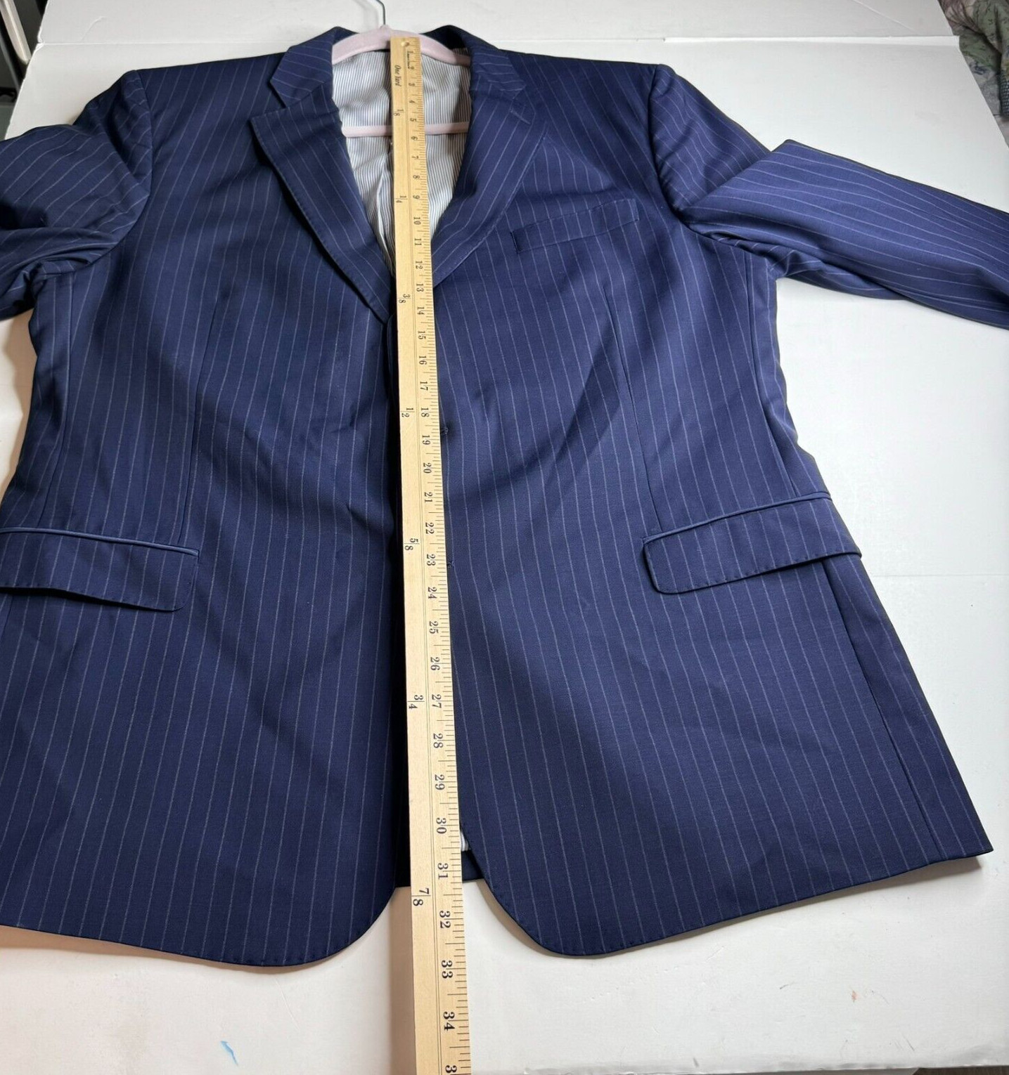 Brooks Bros Explorer Jacket Blazer Sz 46 46R Navy Blue Stripe Fitzgerald Wool