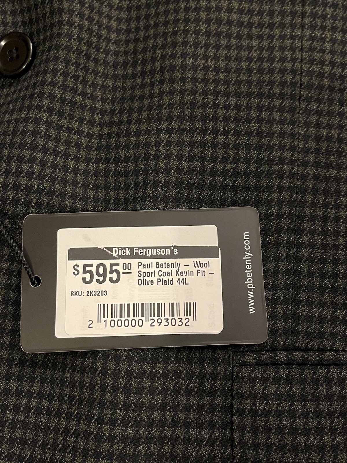 NWT Paul Betenly 44L Kevin Sport Coat Navy Olive Plaid Filarte Wool Stretch