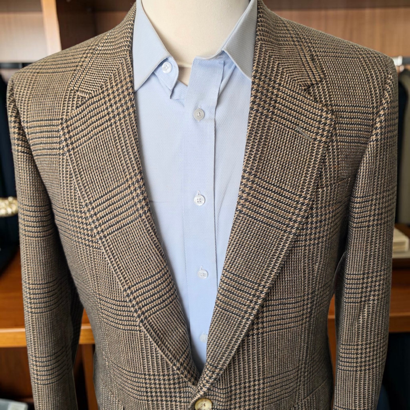 New Vintage Corbin Blazer 40L Full Canvas Soft Woven Wool Tweed 1990s Checked