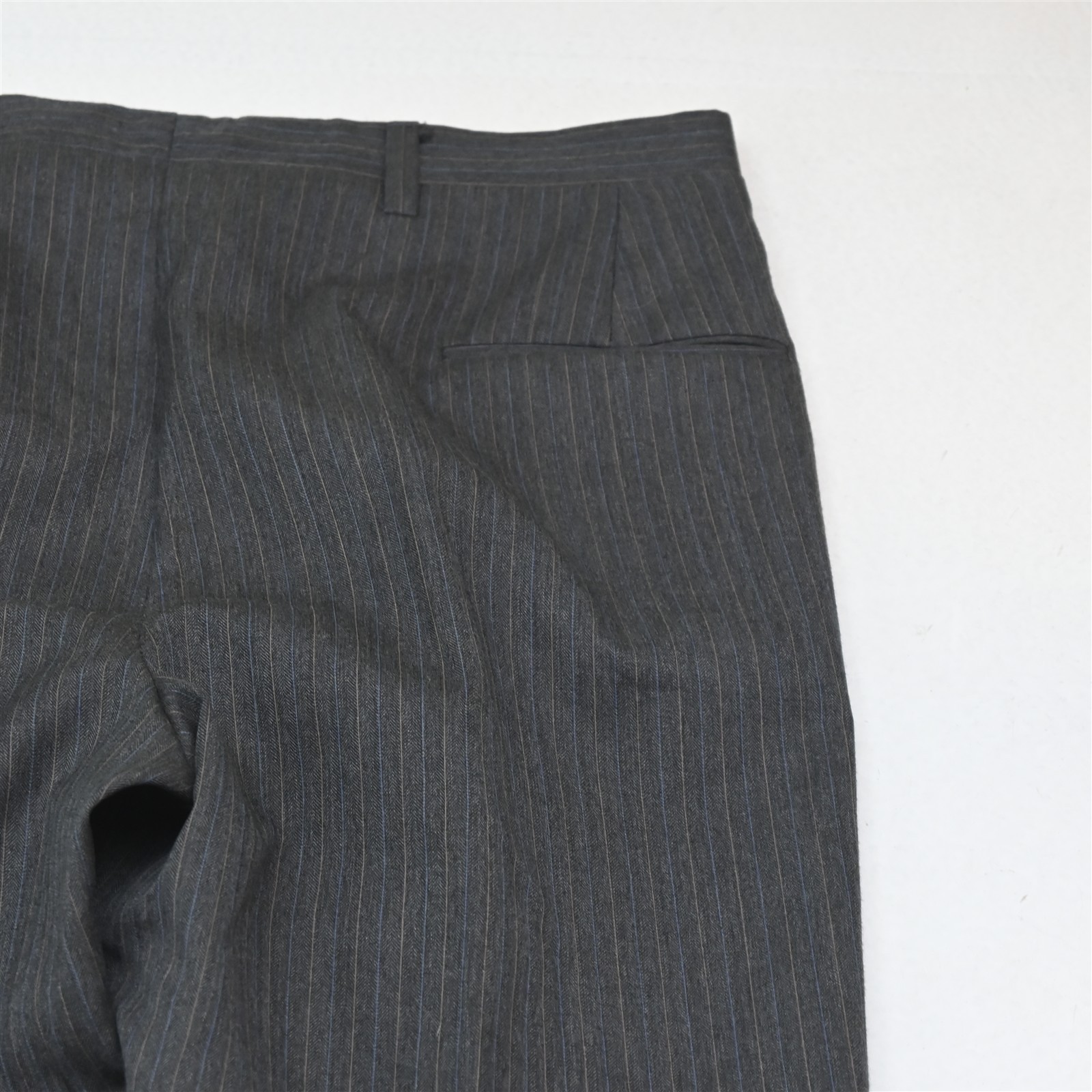 Vtg USA Made 38L 34×34 Taupe Brown Gray Striped Wool Bootcut Mens Suit