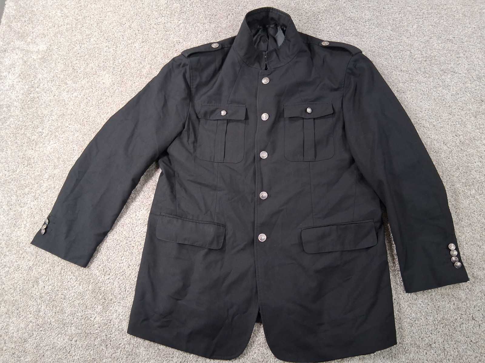 Inserch Mens Jacket XL Pants 38×26.5 Black Button Up Pockets Polyester Blend