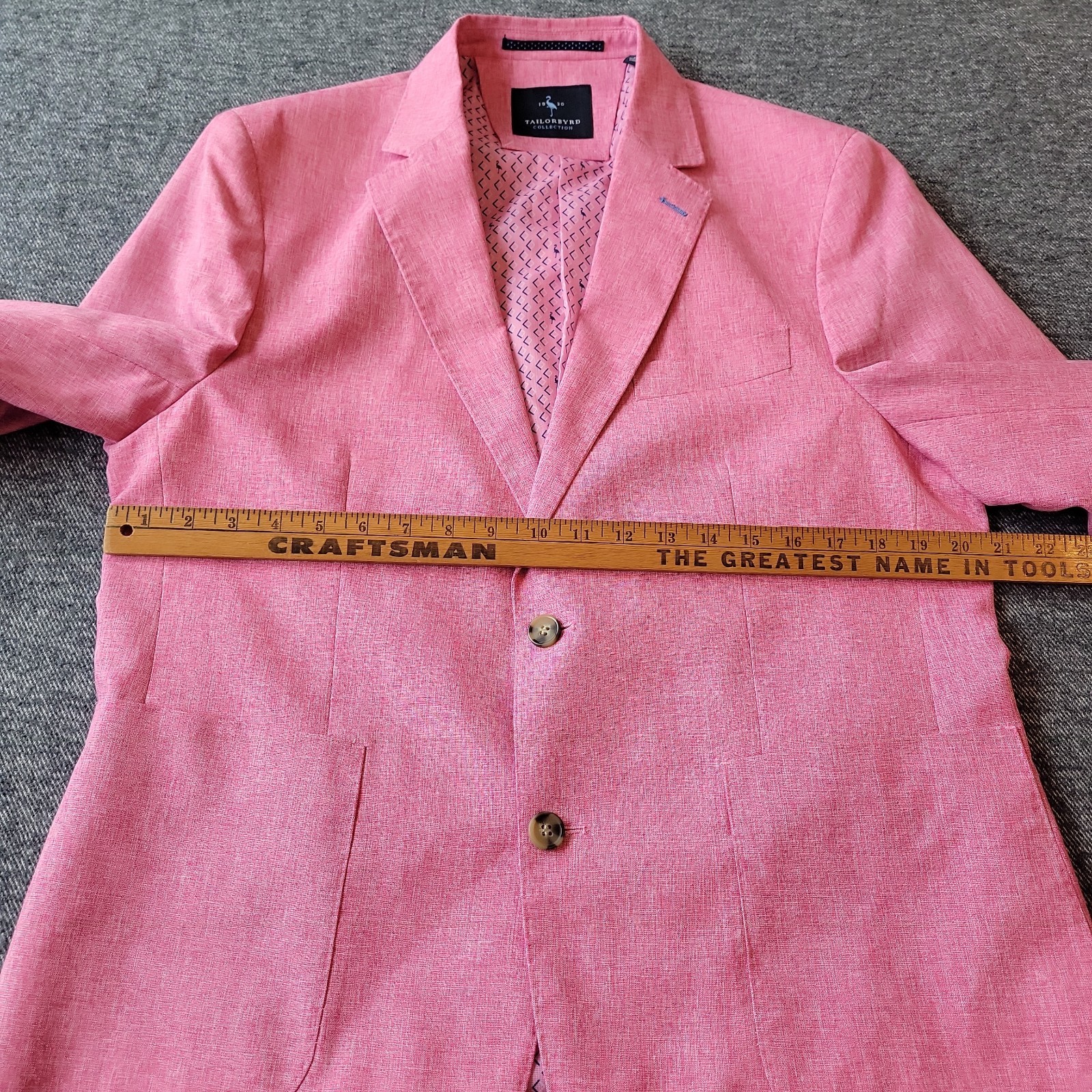 TailorByrd Jacket Men’s 40R Blazer Sport Coat Pink Chambray 2 Button Geometric