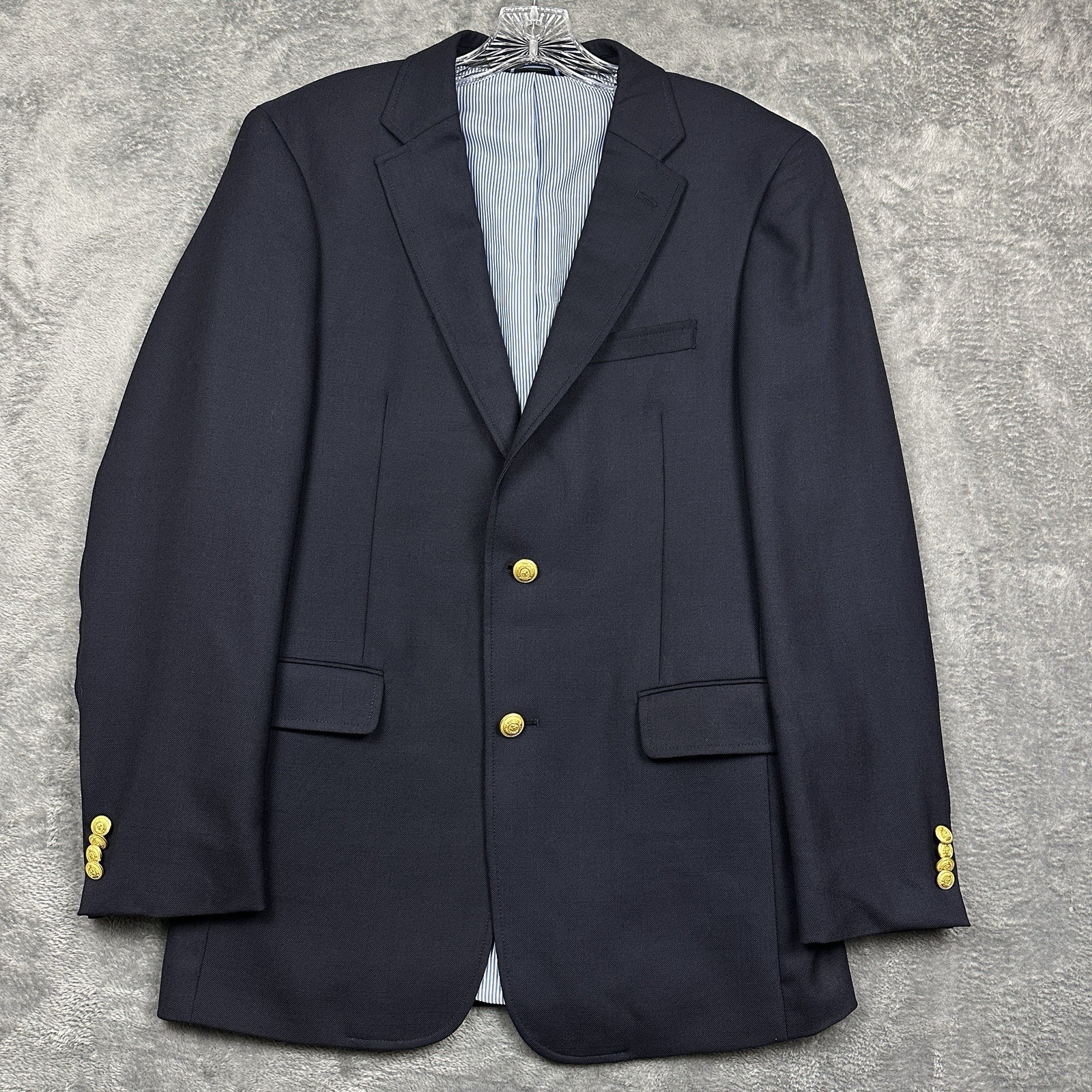 Tommy Hilfiger Blazer Men’s 40R Navy Blue Gold Crest Buttons Classic Preppy EUC