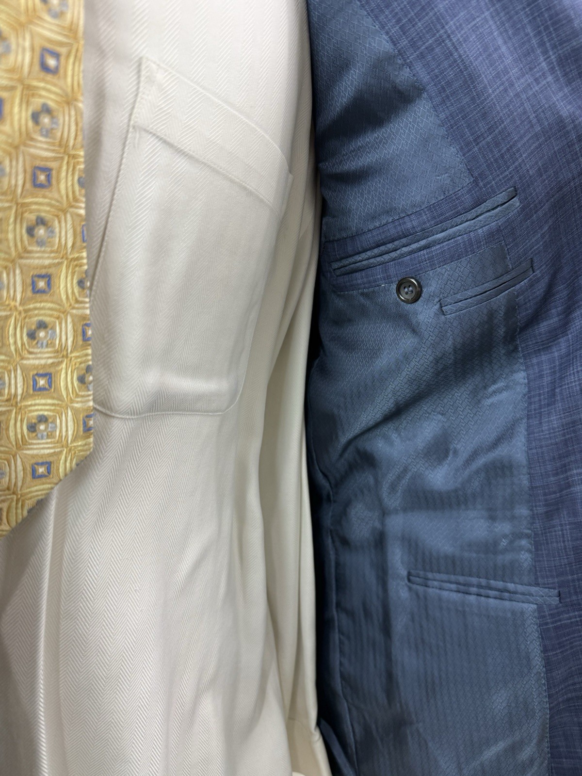 Canali Exclusive Men’s Blue Check Super 150 Wool Silk Suit Sz 44 L Pants 38 X 34