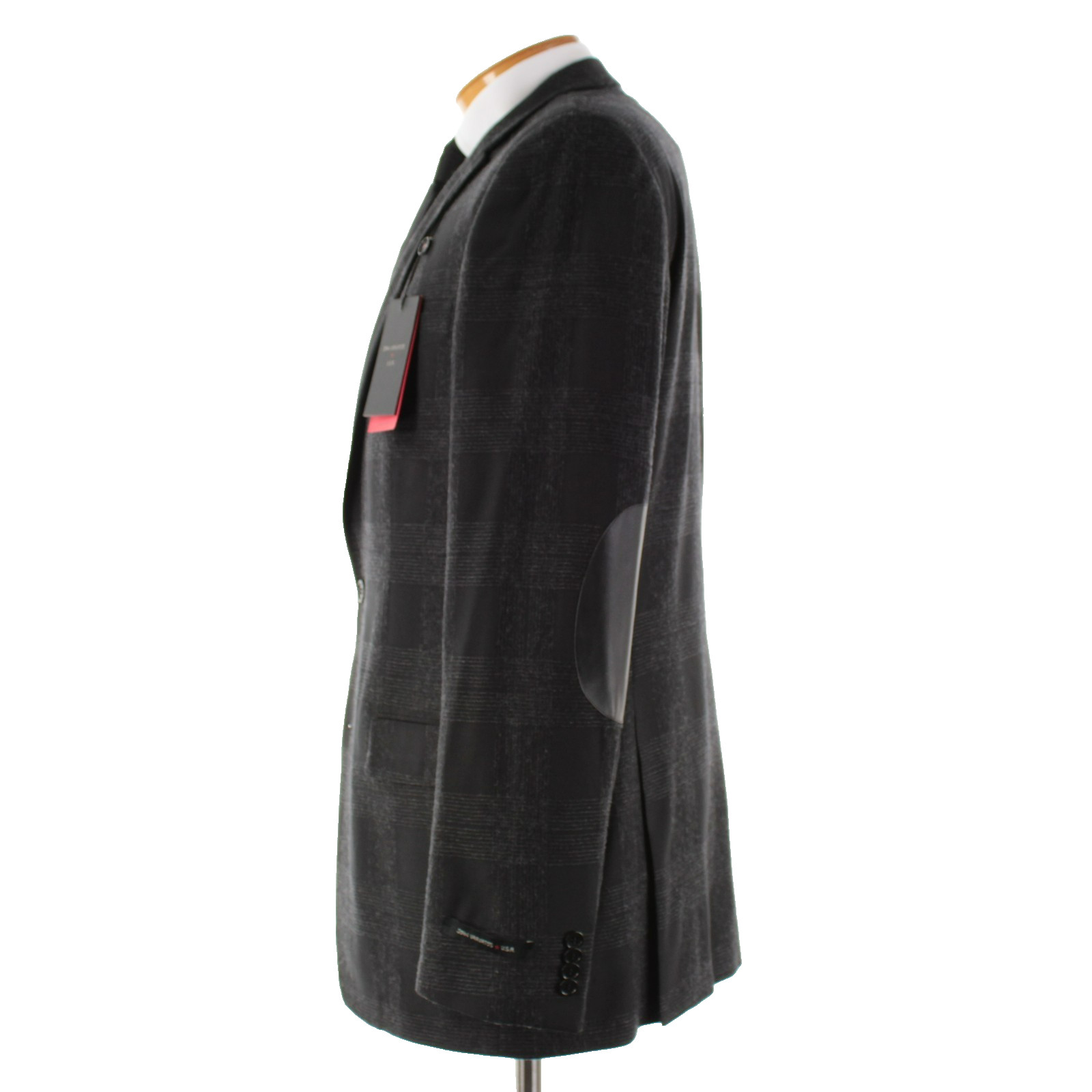 John Varvatos NWT 100% Wool Sport Coat Size 44L US In Black Plaid