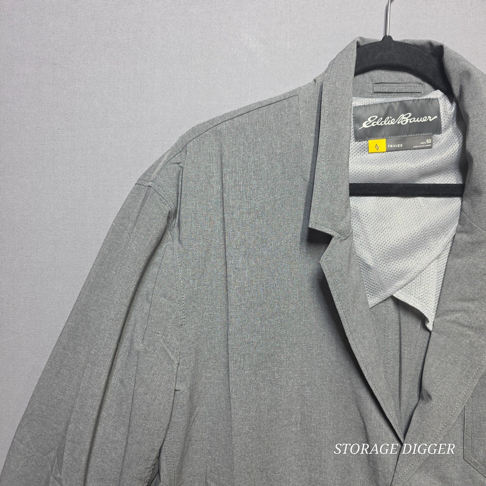 Eddie Bauer Travex Blazer Jacket Mens 50 Gray Mesh Lined Single Breasted Travel