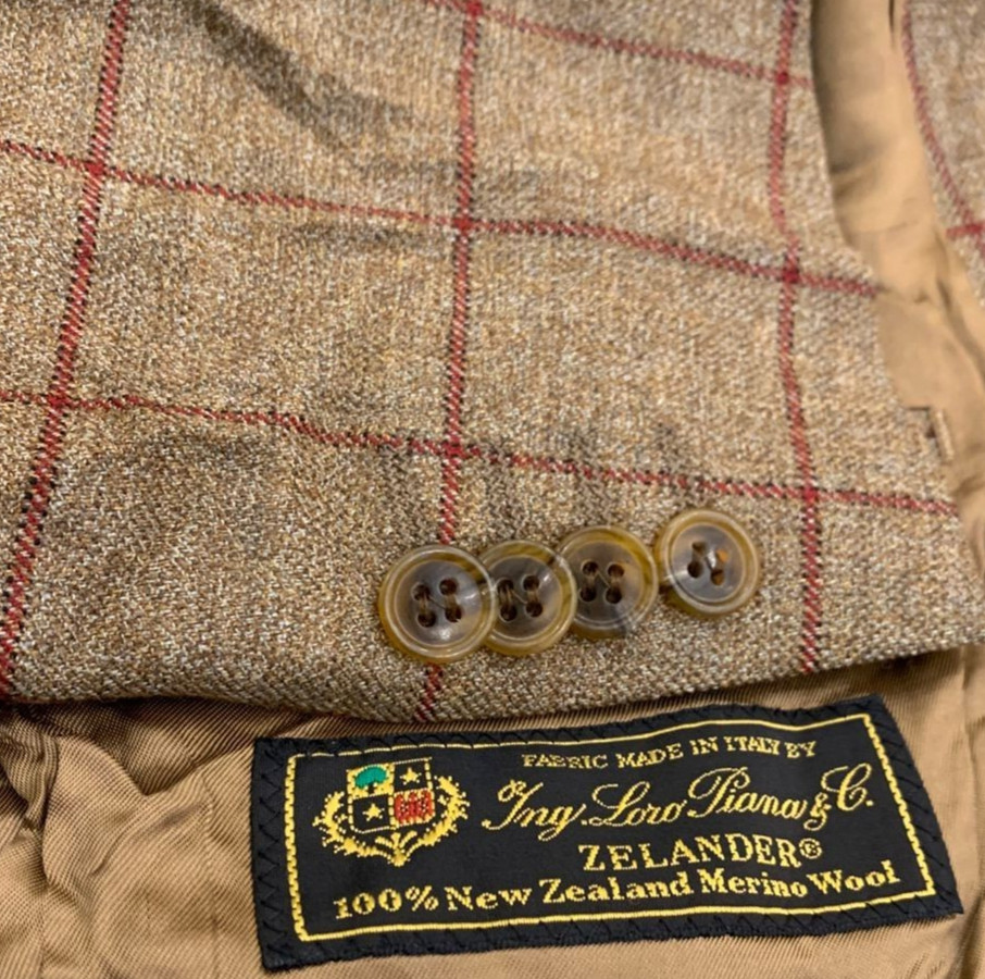Vintage 100% Zelanzer merino wool Loro Piana windowpane jacket blazer 48R XL