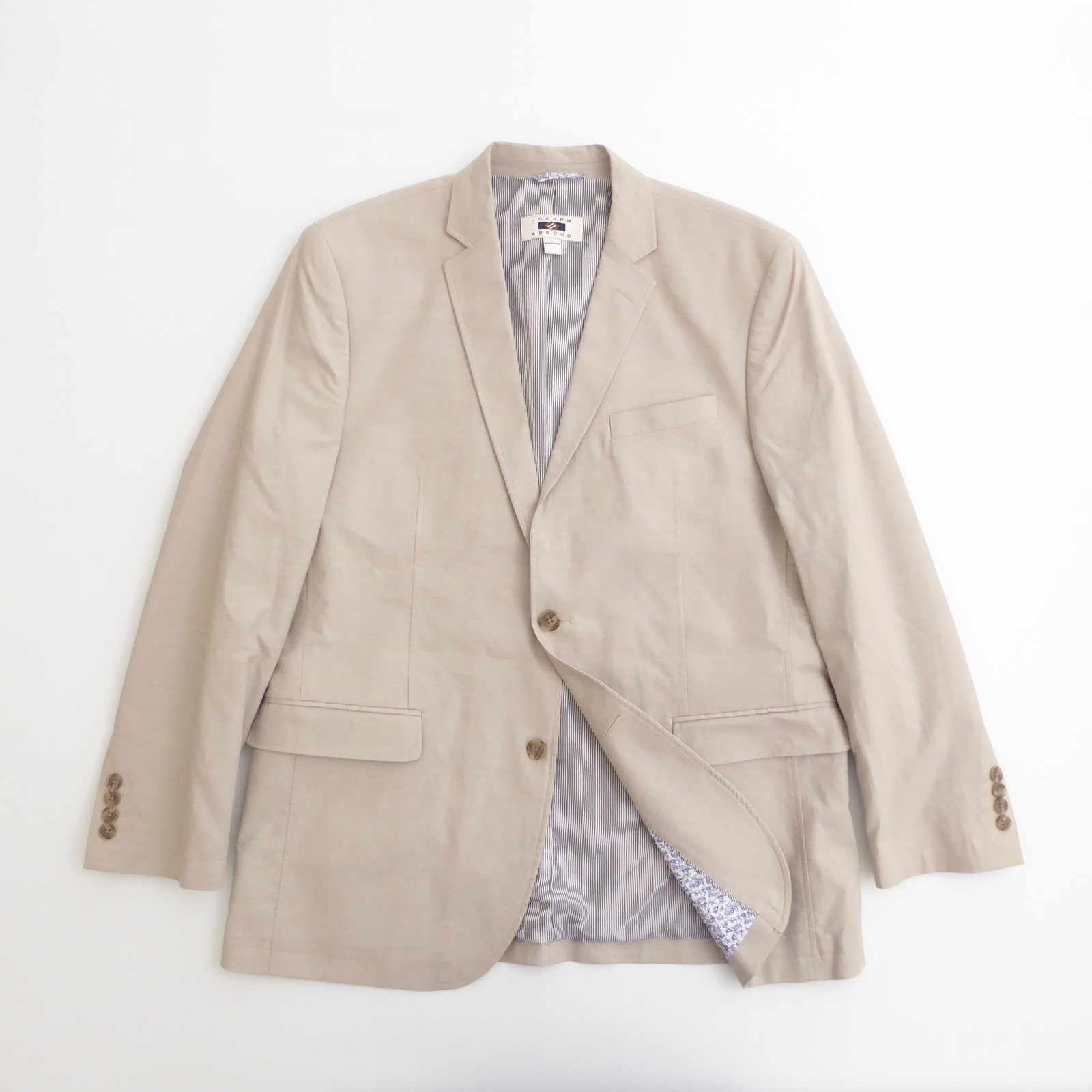 Joseph Abboud Mens Sport Coat Tan Cotton Spandex Two Button Blazer Large