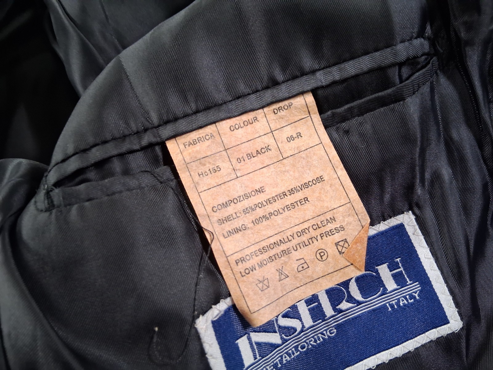 Inserch Mens Jacket XL Pants 38×26.5 Black Button Up Pockets Polyester Blend
