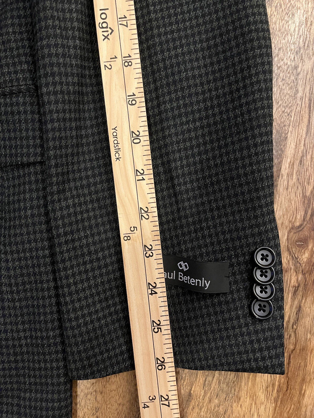 NWT Paul Betenly 44L Kevin Sport Coat Navy Olive Plaid Filarte Wool Stretch