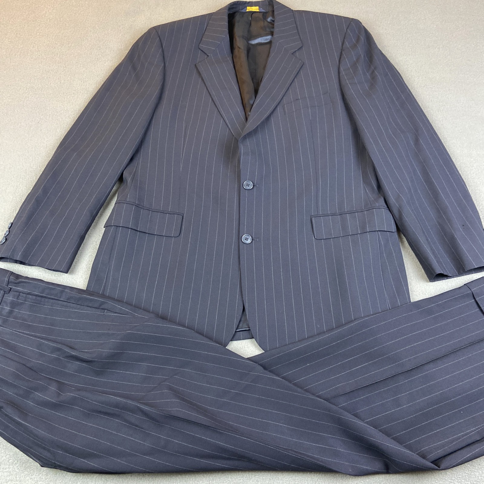 Brooks Brothers Suit Mens 43 Long Black Striped Brooksease Wool Sport Coat