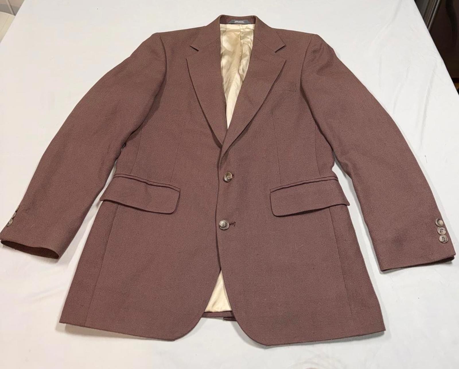 Men’s Haggar Brown Blazer Jacket – Made in USA, Dry Clean Only