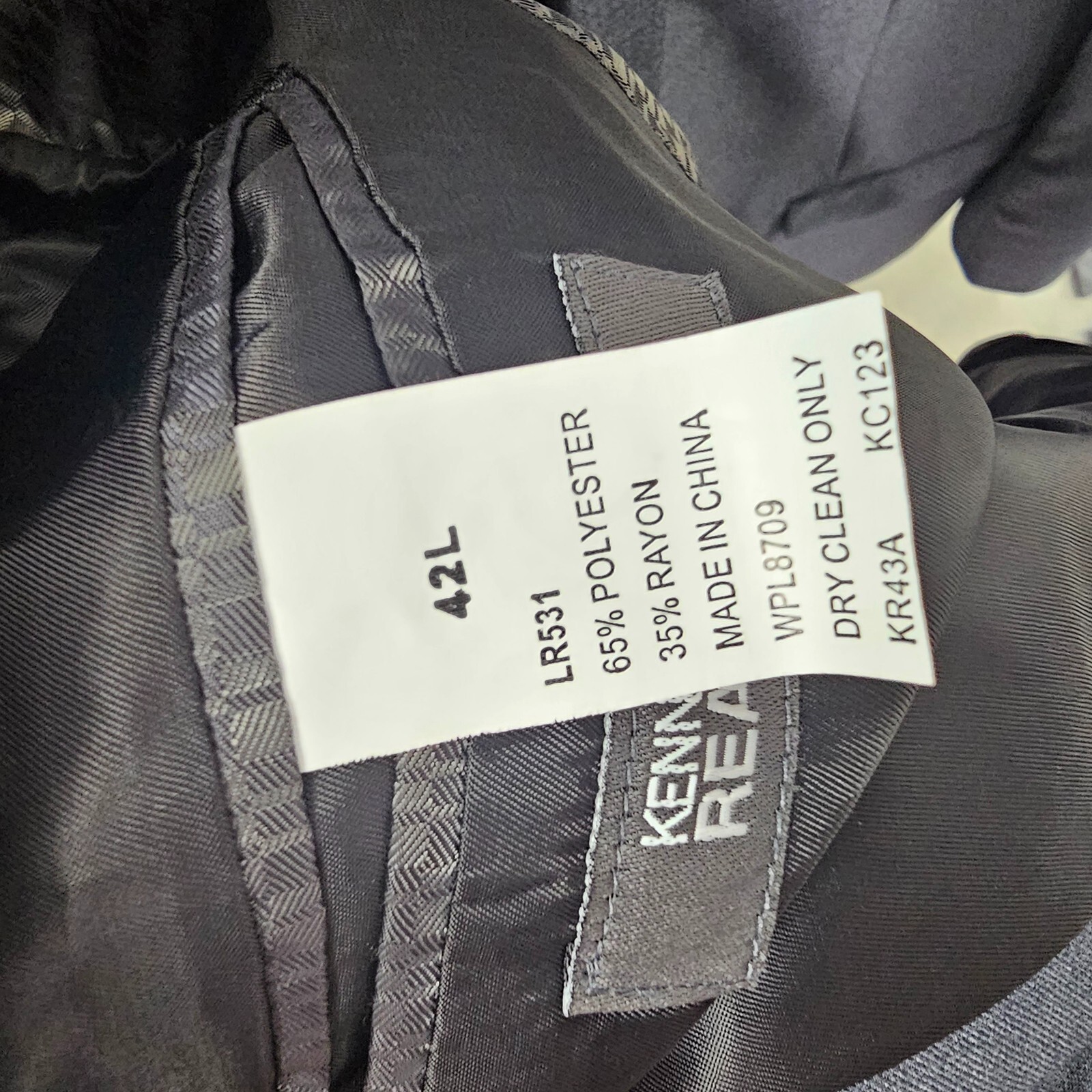 Kenneth Cole 42L Gray Sport Coat Blazer Jacket Solid 2B Polyester