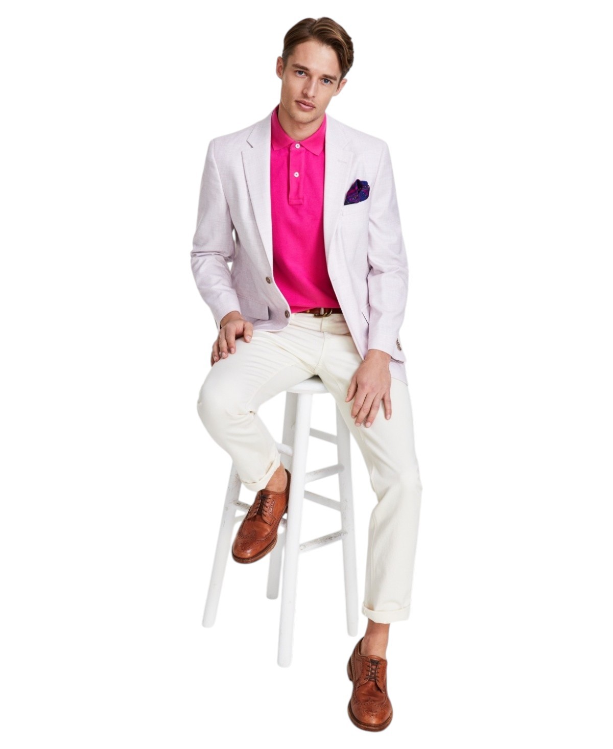Nautica Mens Modern fit Sport Coat Blazer 42 S Pink Solid