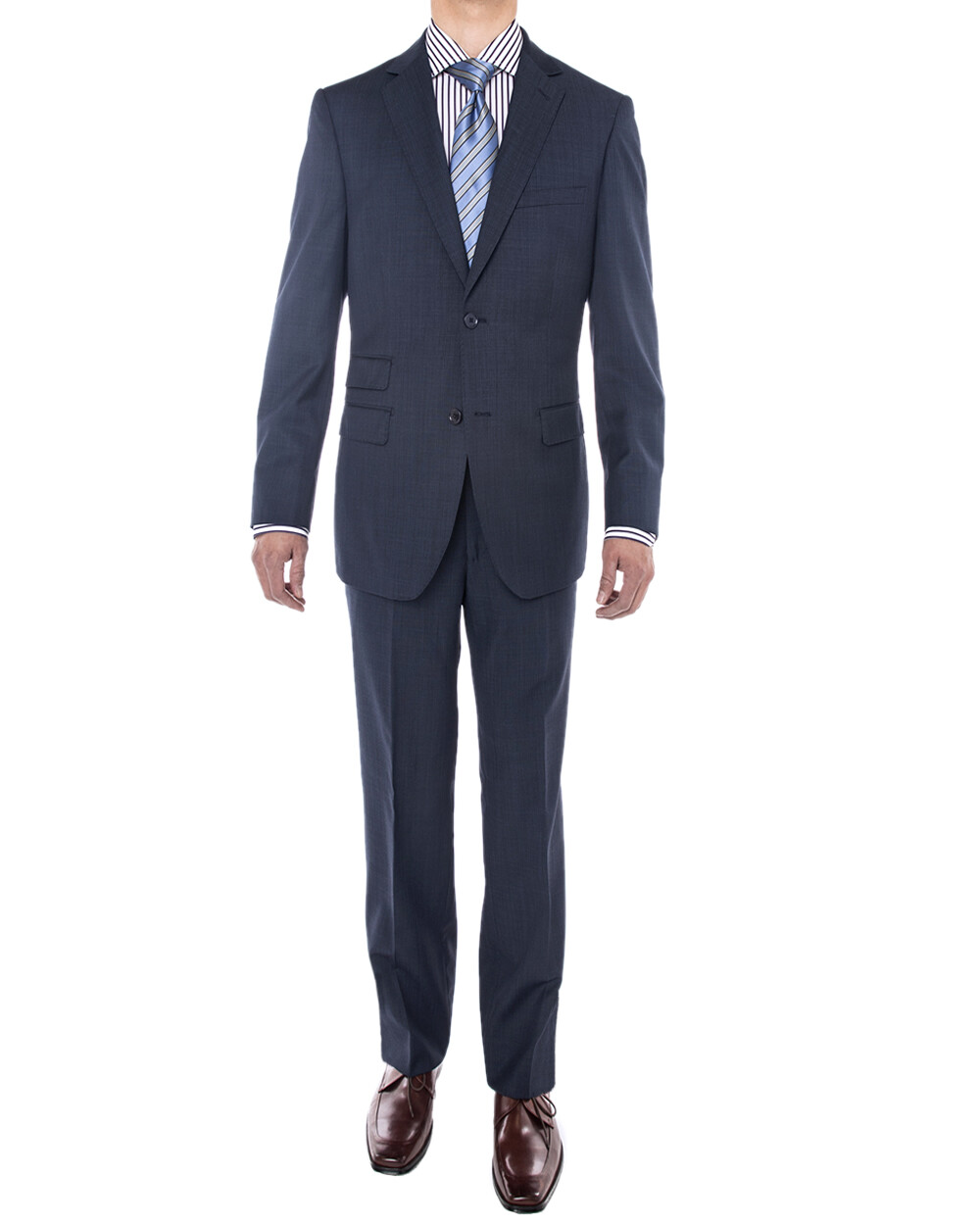 Luciano Natazzi Mens Birdseye 160S Two Button Wool Suit Side Vent Jacket