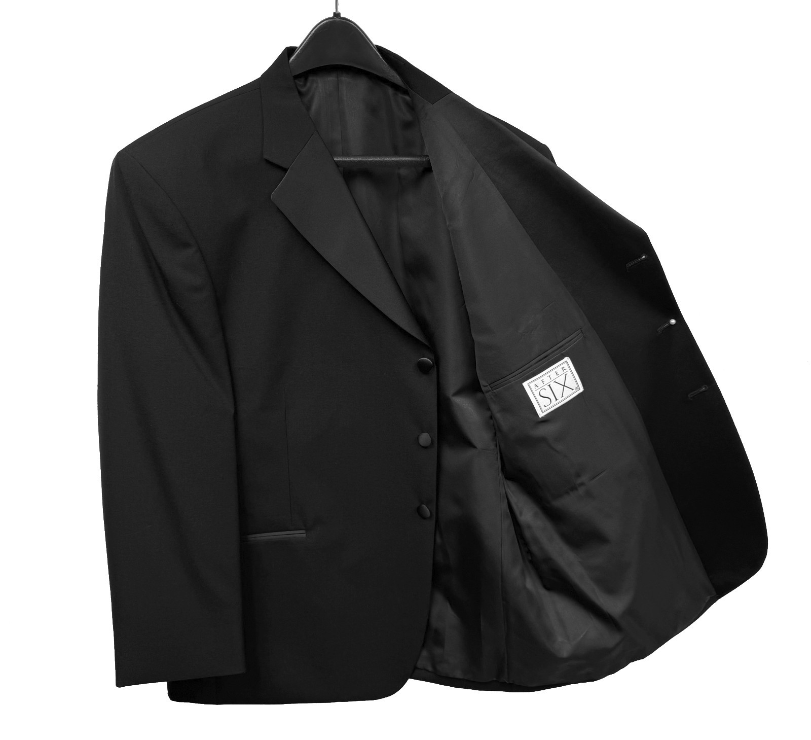 NWT After Six Prado Men’s Black Tuxedo Jacket 3-Button Wool Big 68 Short