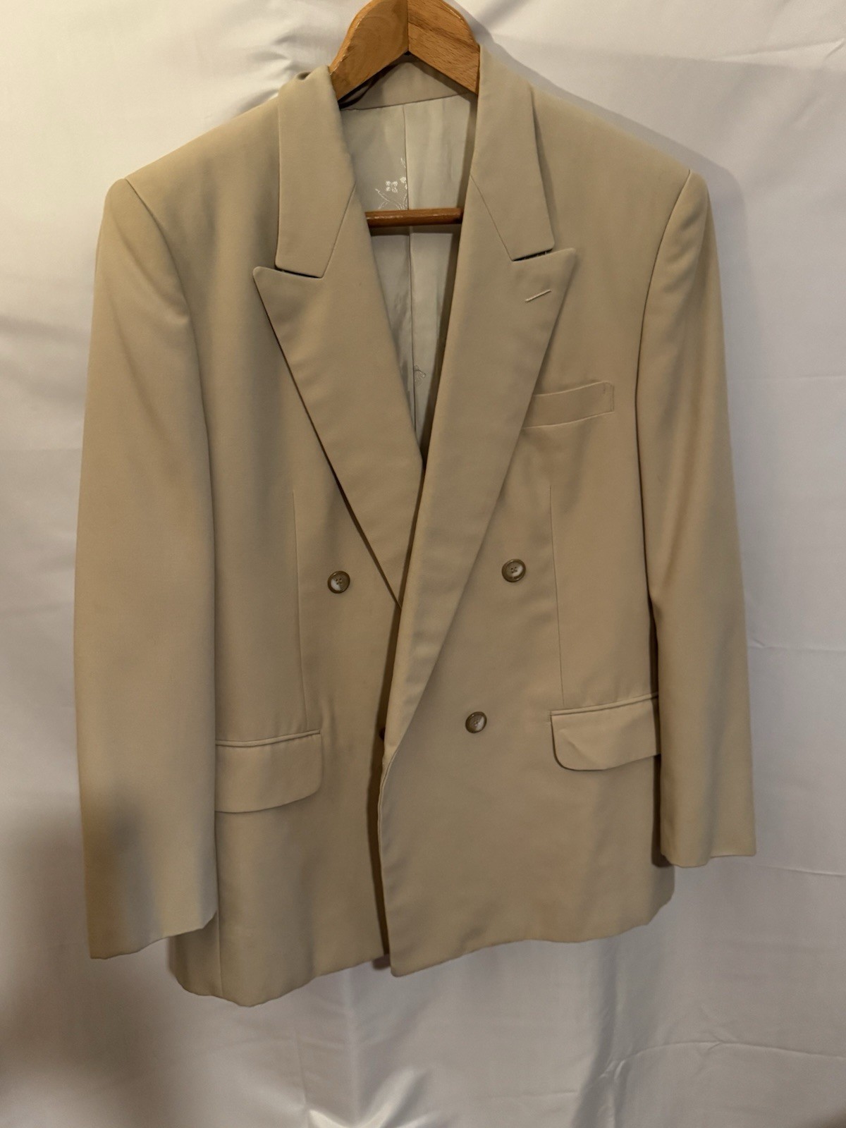 VTG Alpha Custom Tailor Seoul Korea Double Breasted Blazer Tan Beige Mens 40R