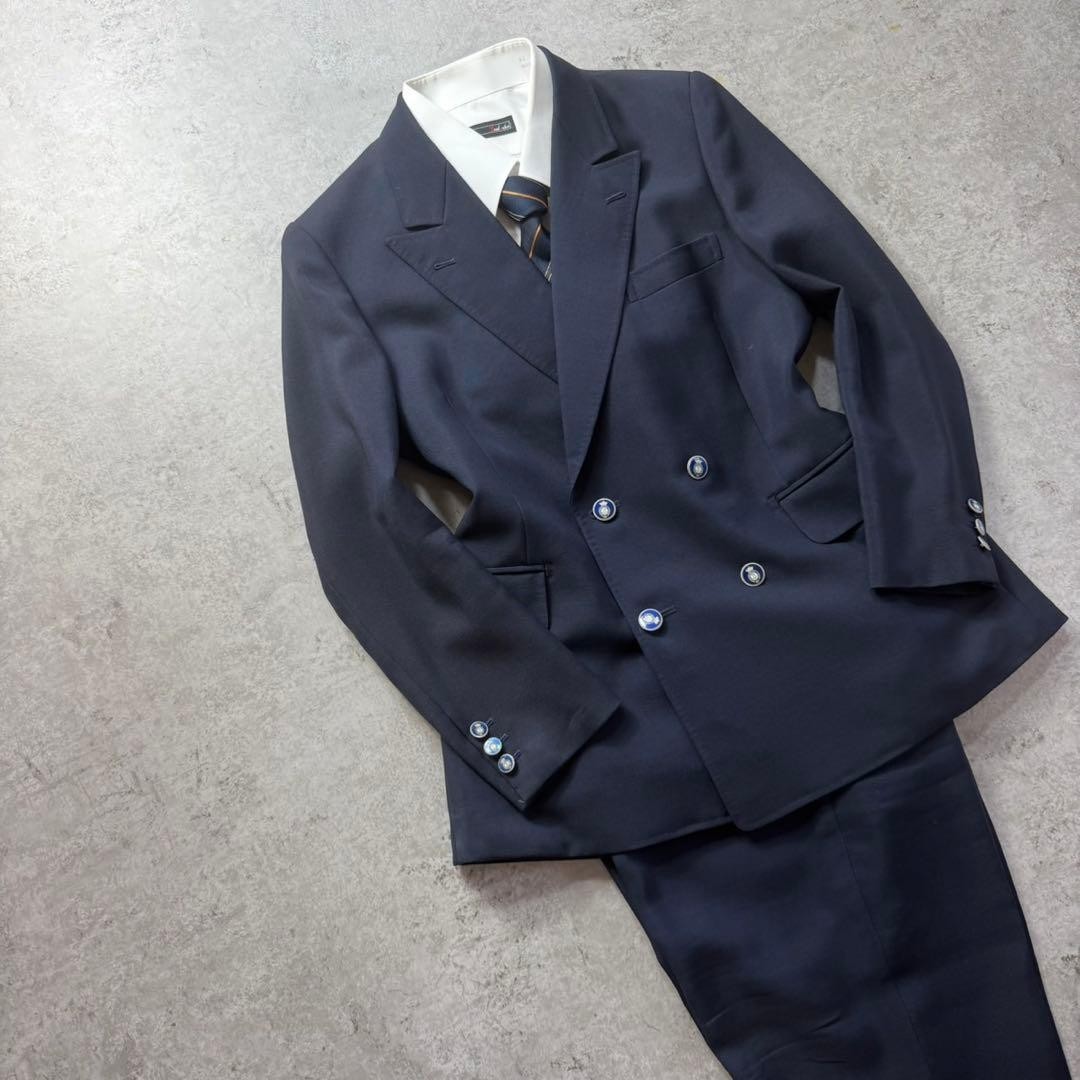 Vintage Men’s Navy Double Breasted 2 Piece Suit Red Lining Size S