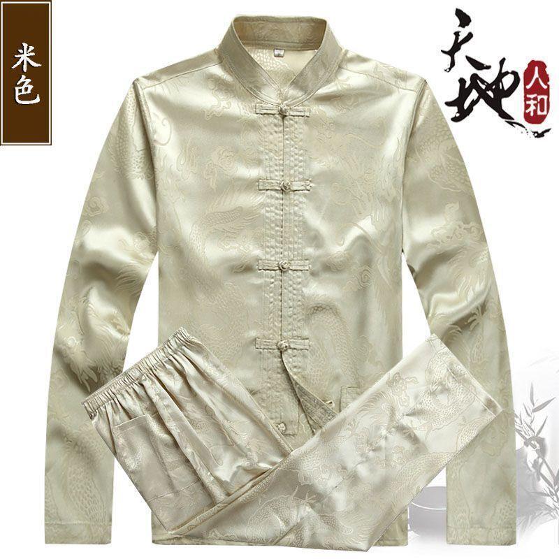 2PC Men’s Ethnic Chinese Tang Suit Coat Clothing Casual Kung Fu Retro Fashion SZ