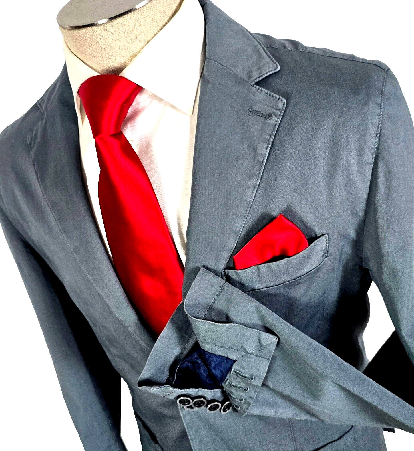Saraceno Bellagio Cotton Spandex Blazer Sport Coat Blue/Gray 40R US, 50R ITALY