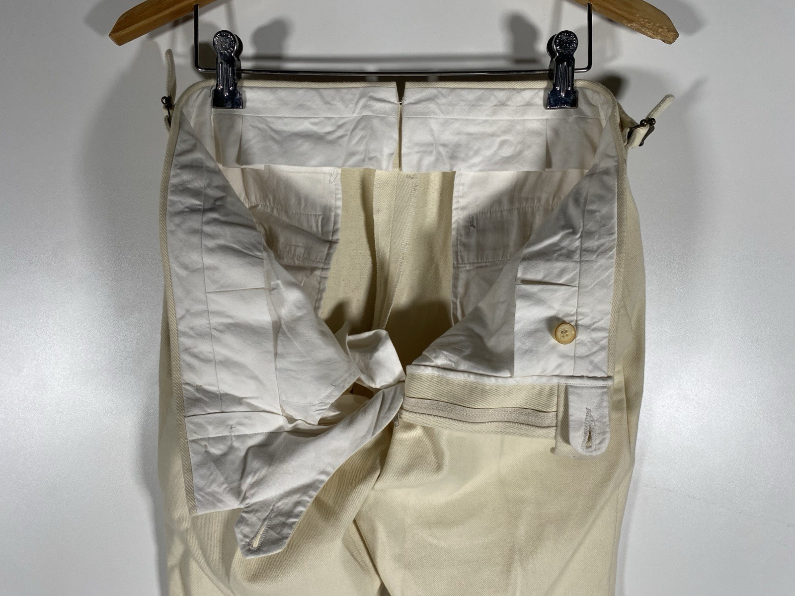 Bespoke Y2 36S W34 2 Peice Ivory Cream Denim Peak Lapel Suit Jacket Pants rrl