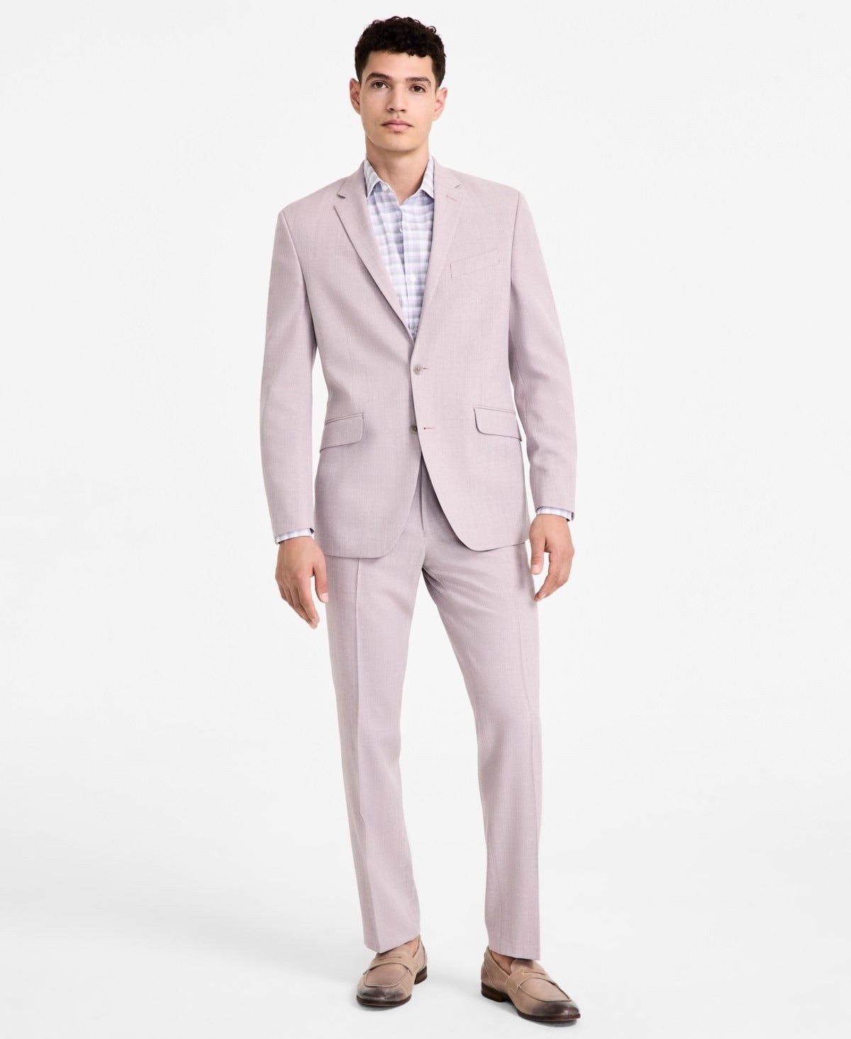 $395 NEW KENNETH COLE Mens 37R Light Pink Slim 2 Piece Suit W/ Dress Pants 30×32