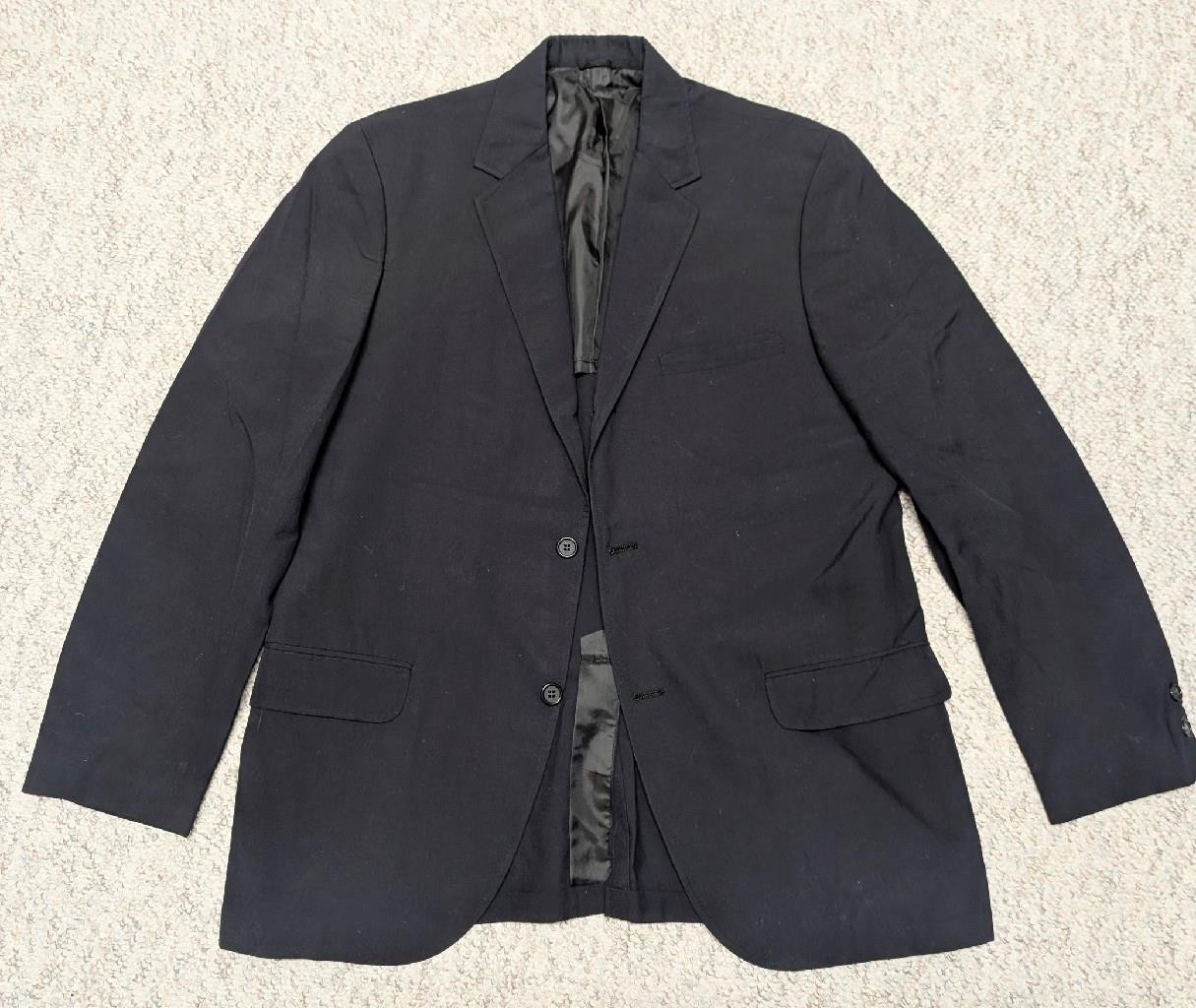 vintage 1950s-60s blazer USA made POPLIN cotton 40R navy blue 2/3 ROLL preppy