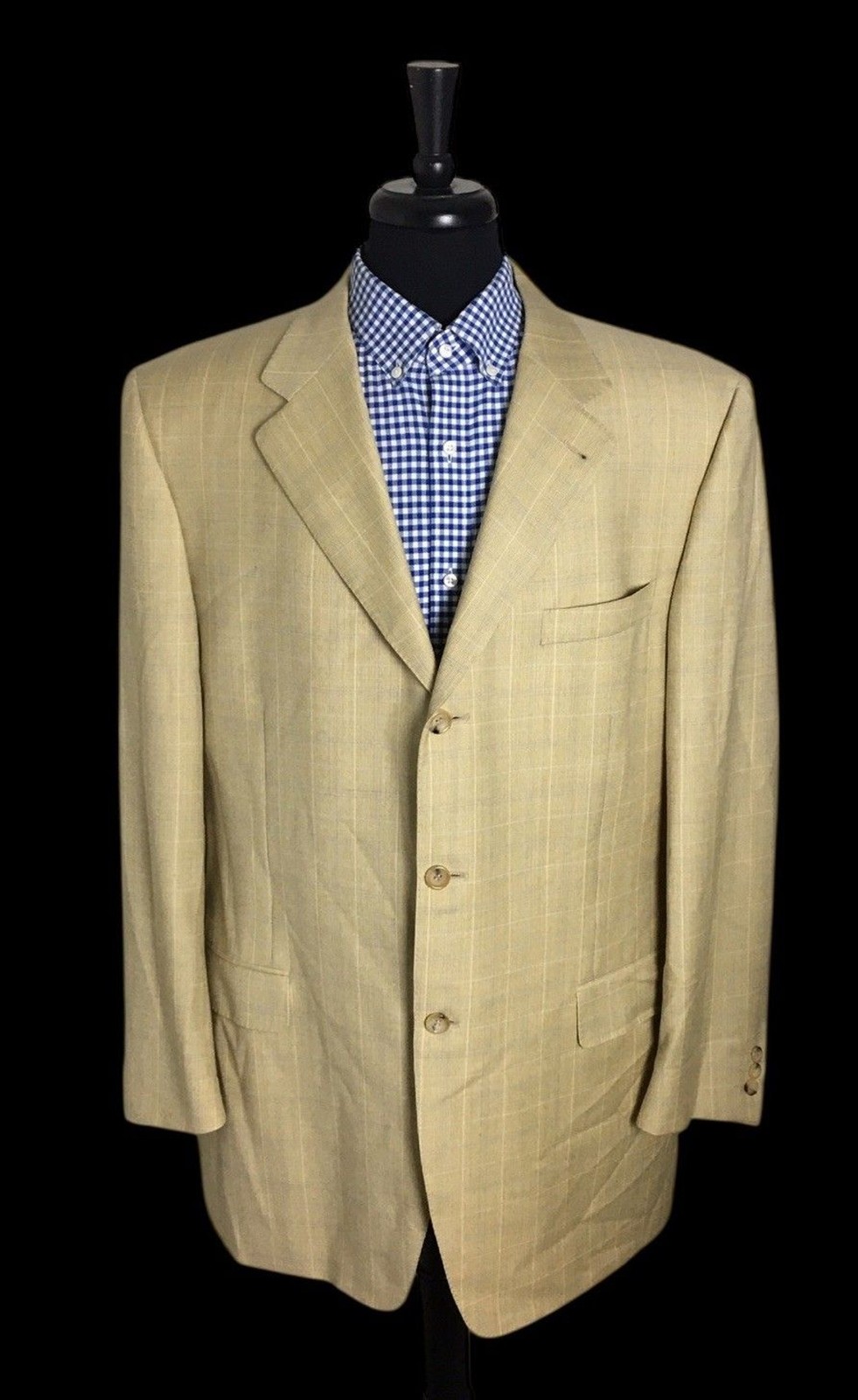 Canali Mens Brown /Blue Check Wool Sport Coat Blazer Jacket Size IT 54L / US 44L