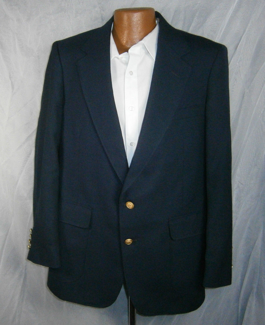 CAMBRIDGE BAY MENS JACKET SUITCOAT ALL SEASONS BLAZER NAVY BLUE WOOL BLEND 40 R