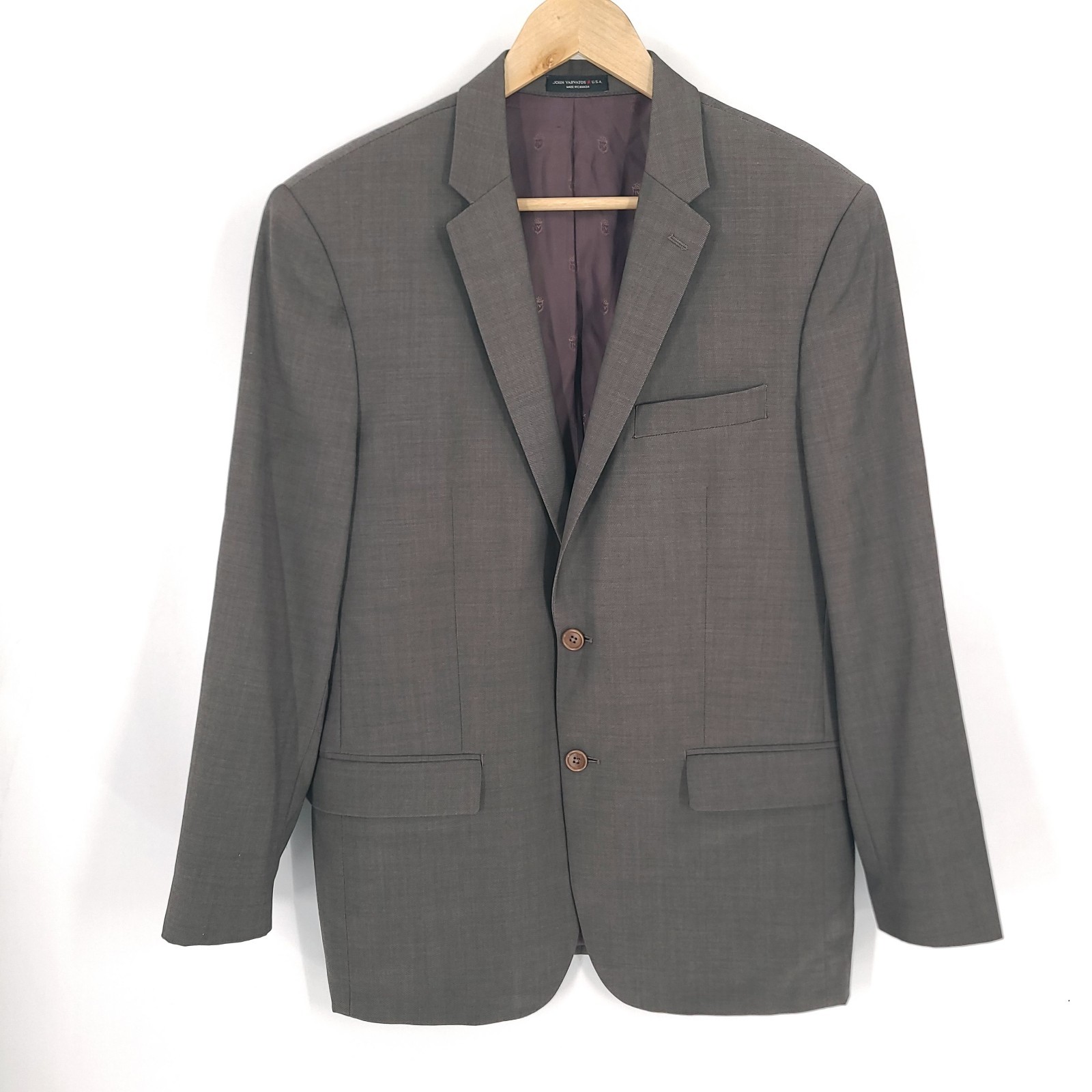 John Varvatos Blazer Mens 42R Brown 100% Wool 2 Button Regular Sports Coat