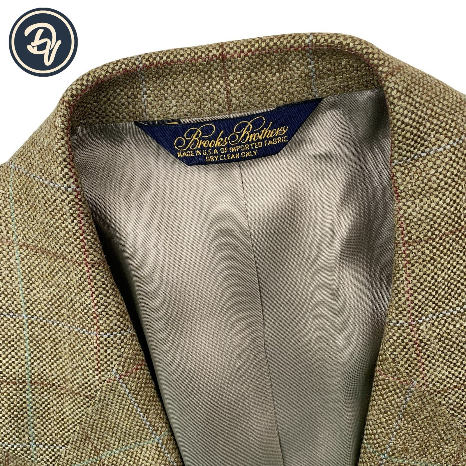 VTG 44 L Brooks Brothers ” Classic Cut ” Soft Knit Tweed Brown Windowpane Knit